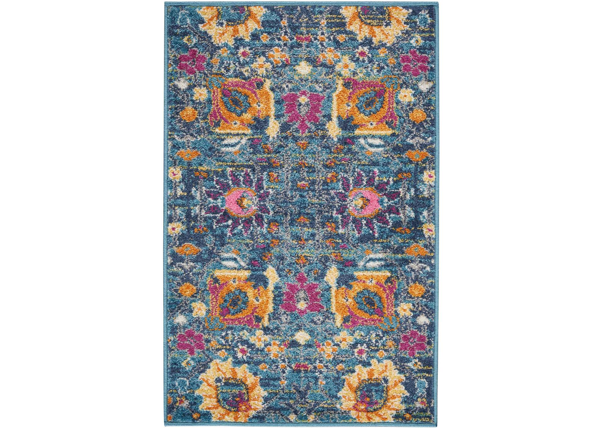 Nourison Passion 2' X 3' Blue Multicolor Small Boho Area Rug,Nourison