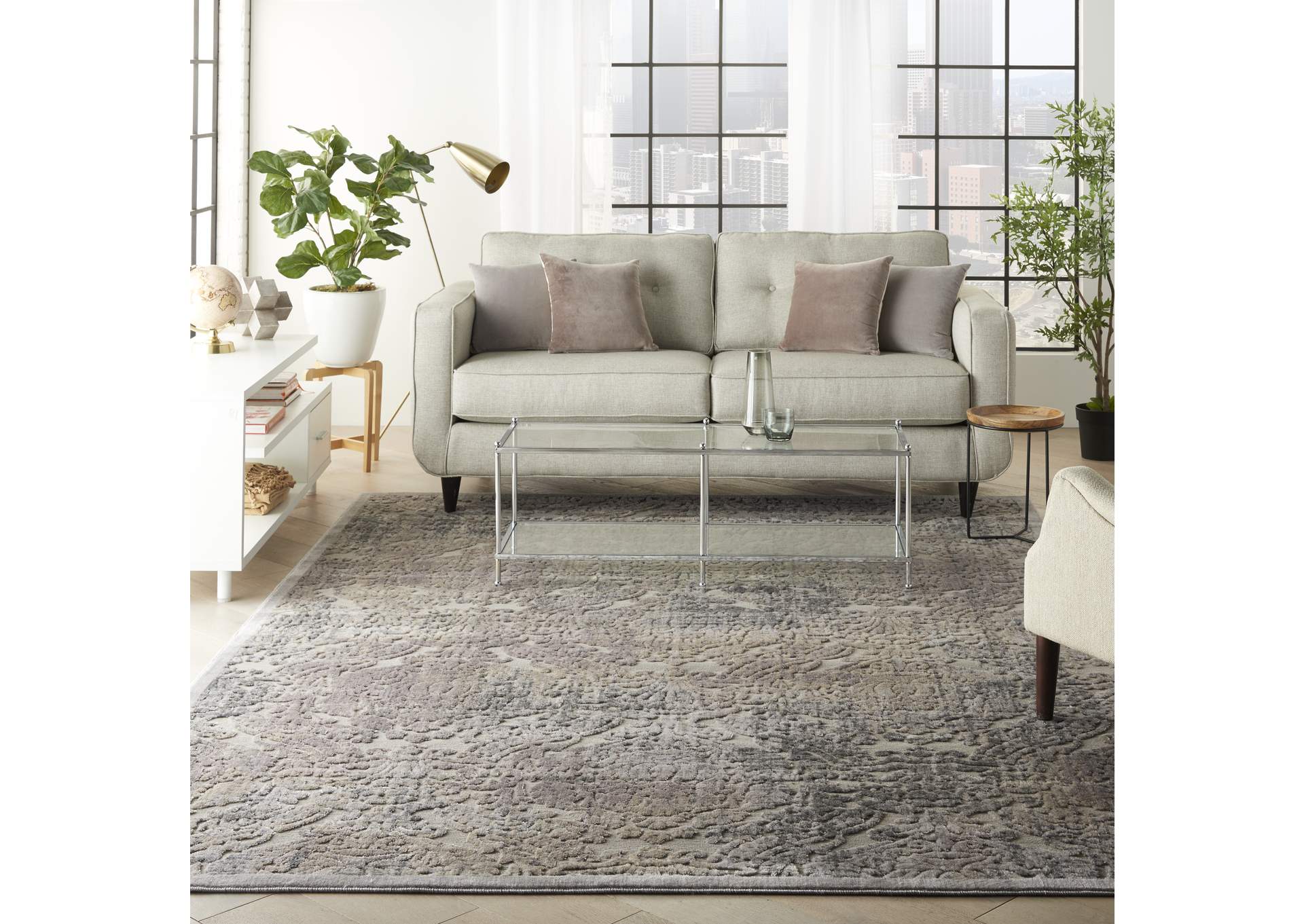 Nourison Graphic Illusions GIL09 Grey 8'x11' Rug,Nourison