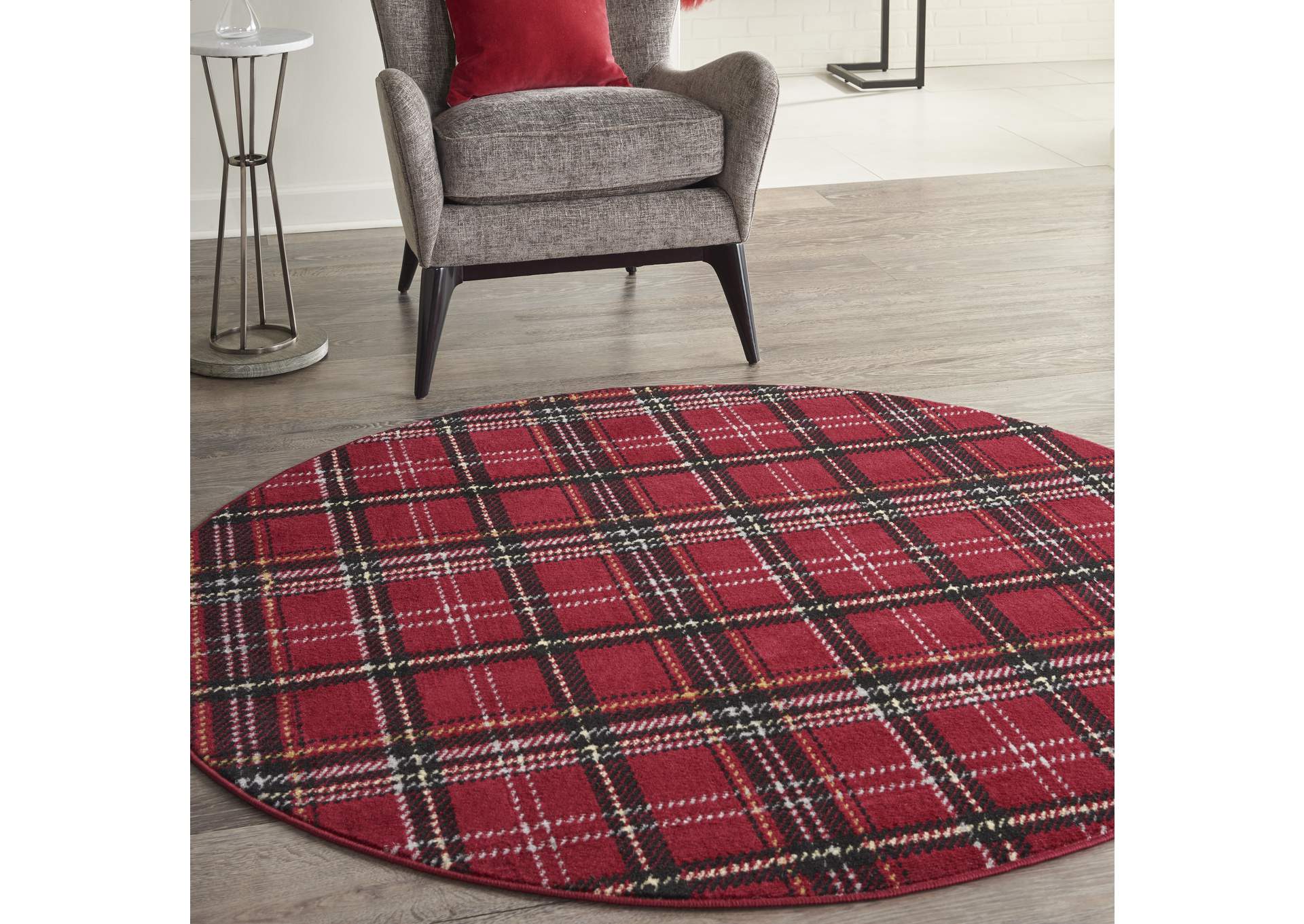 Nourison Grafix GRF03 Red 5' Round Area Rug,Nourison