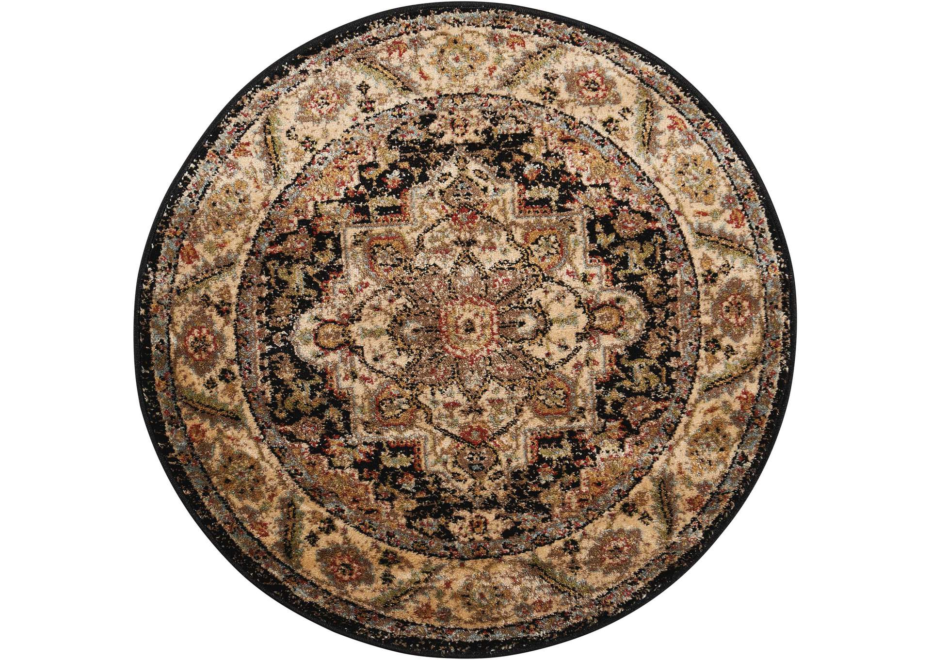 Nourison Delano DEL05 Black 3' Round Area Rug,Nourison