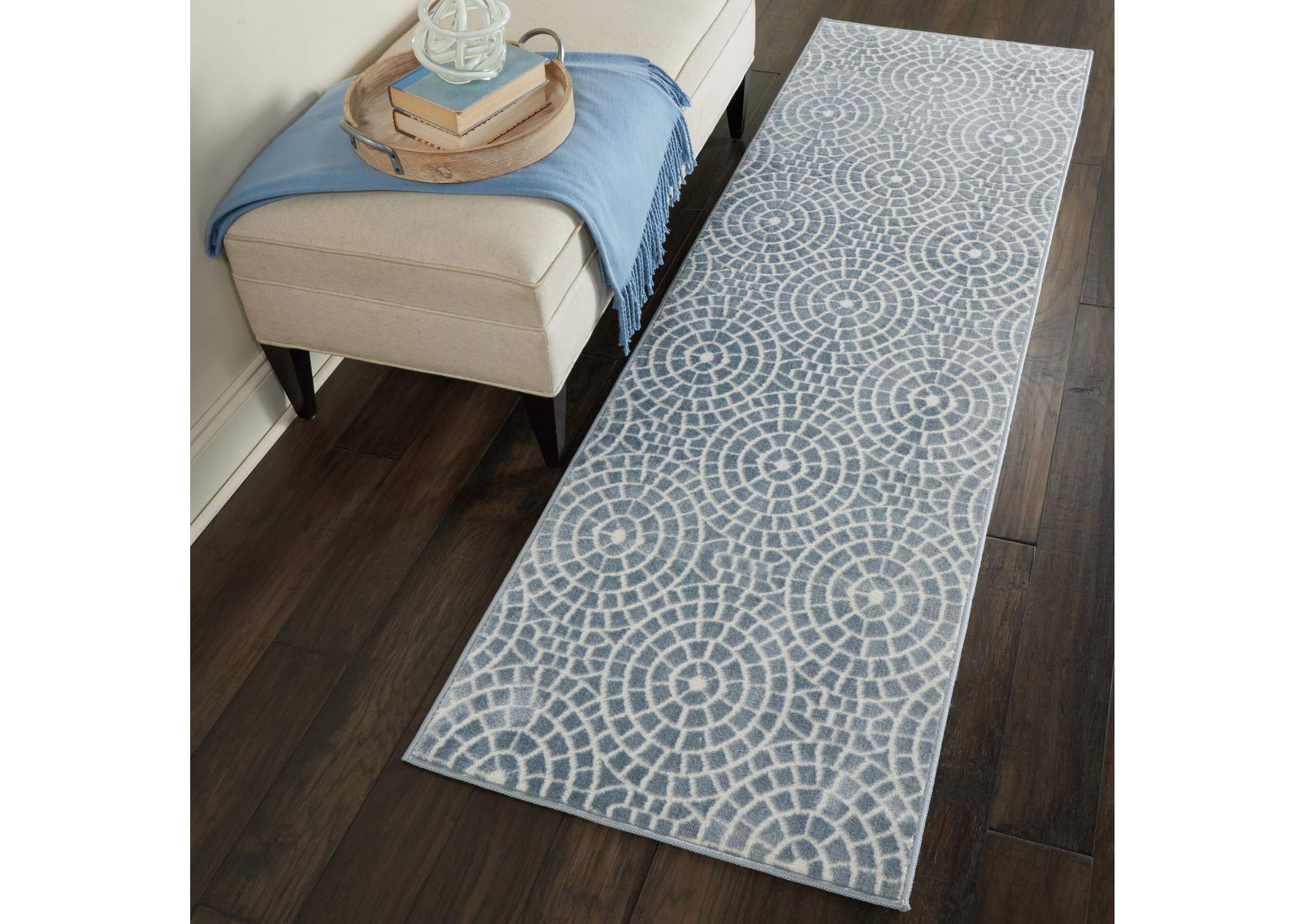 Nourison Urban Chic URC04 Blue 7' Runner Hallway Rug,Nourison