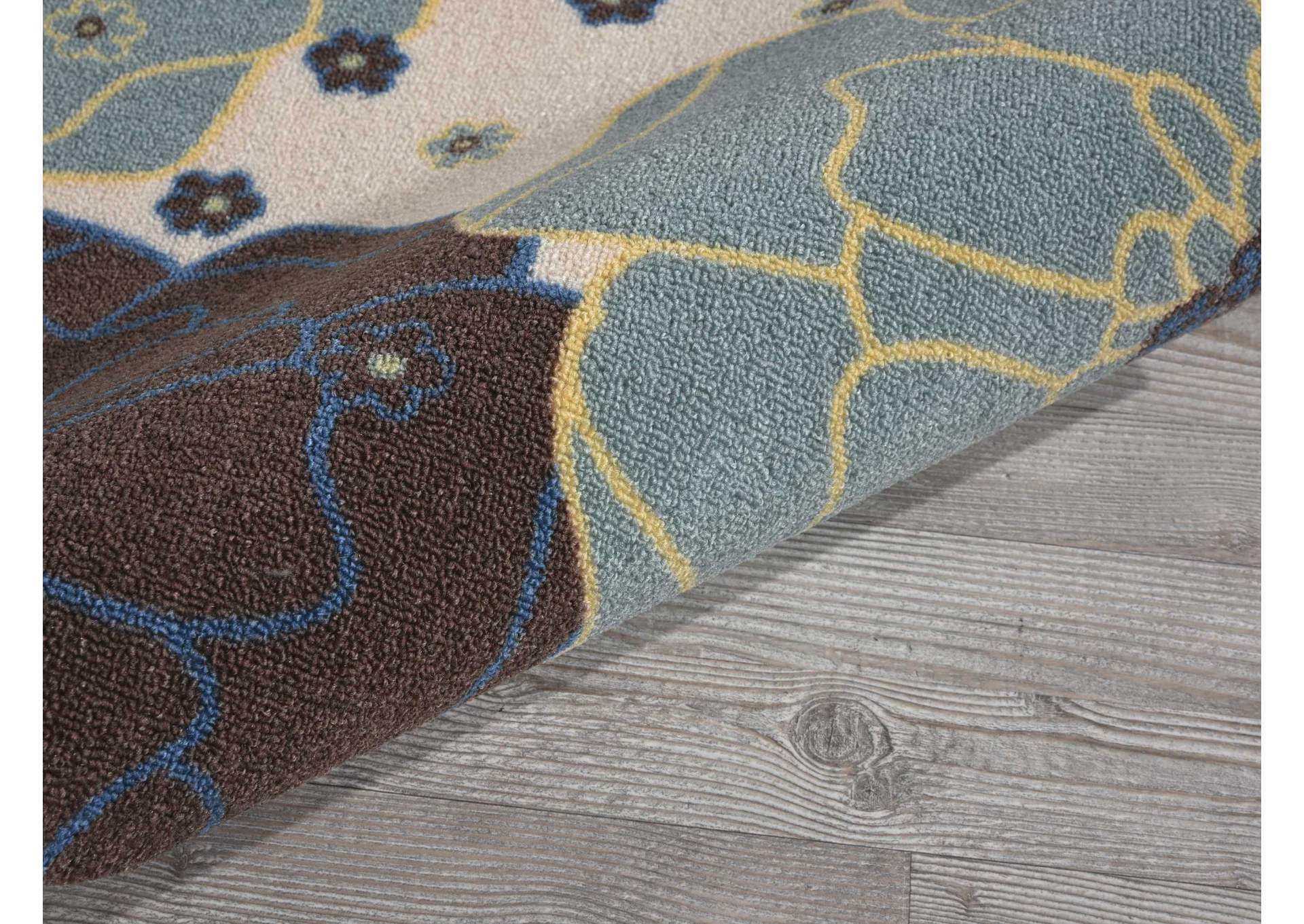 Nourison Home & Garden RS021 Blue 8' Runner Hallway Rug,Nourison
