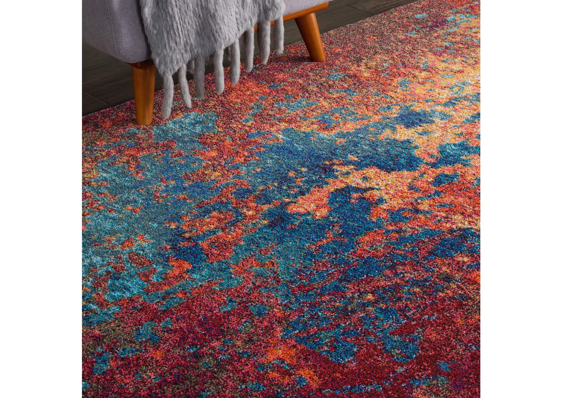 Nourison Celestial CES08 Blue and Red 7'x10' Large Rug,Nourison