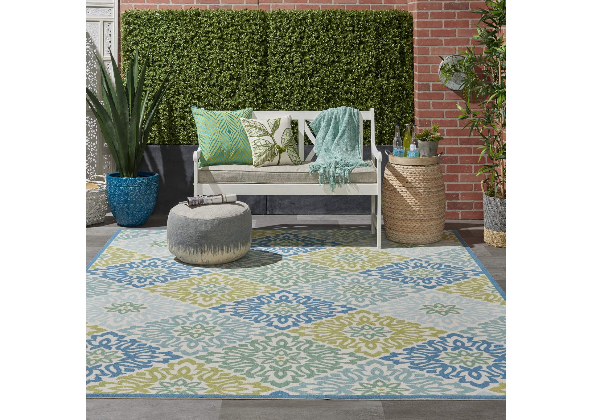Waverly Sun N Shade SND23 Blue 8'x11' Rug,Nourison