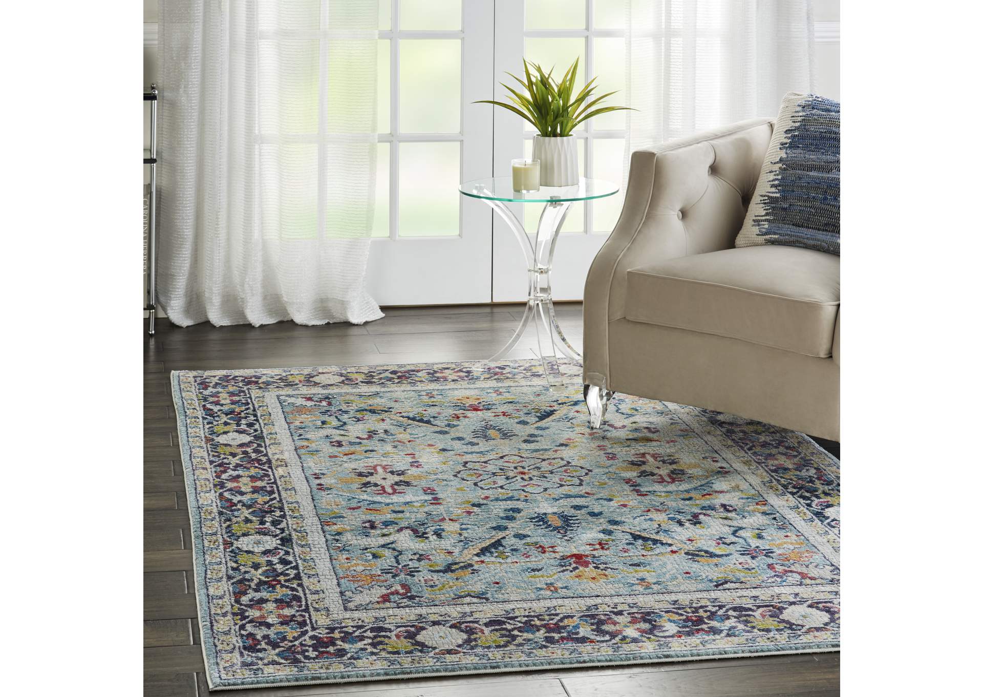 Nourison Ankara Global ANR14 Light Blue Multicolor 5'x8' Persian Area Rug,Nourison