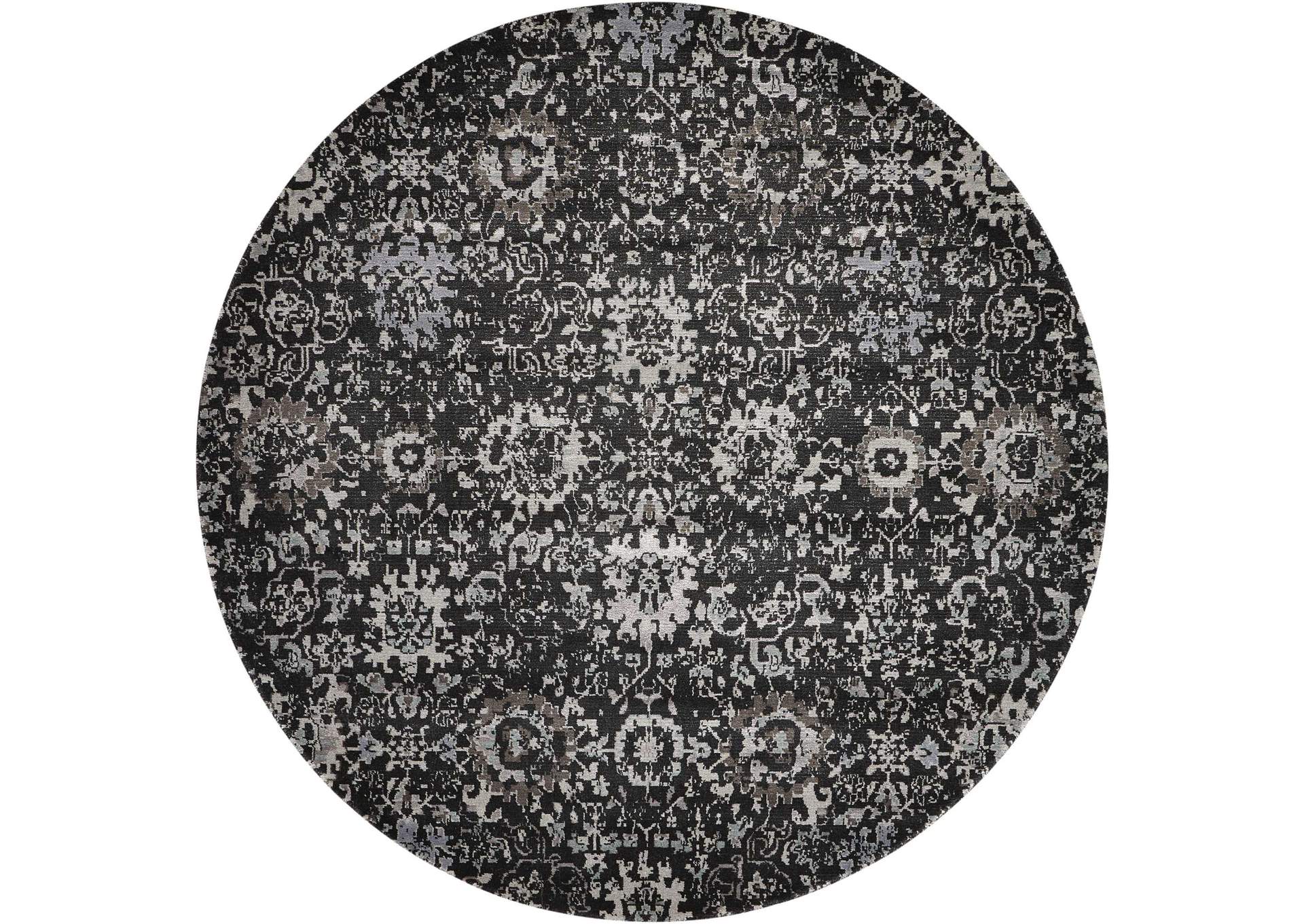 Nourison Twilight TWI13 Black and Grey 8' Round Large Rug,Nourison