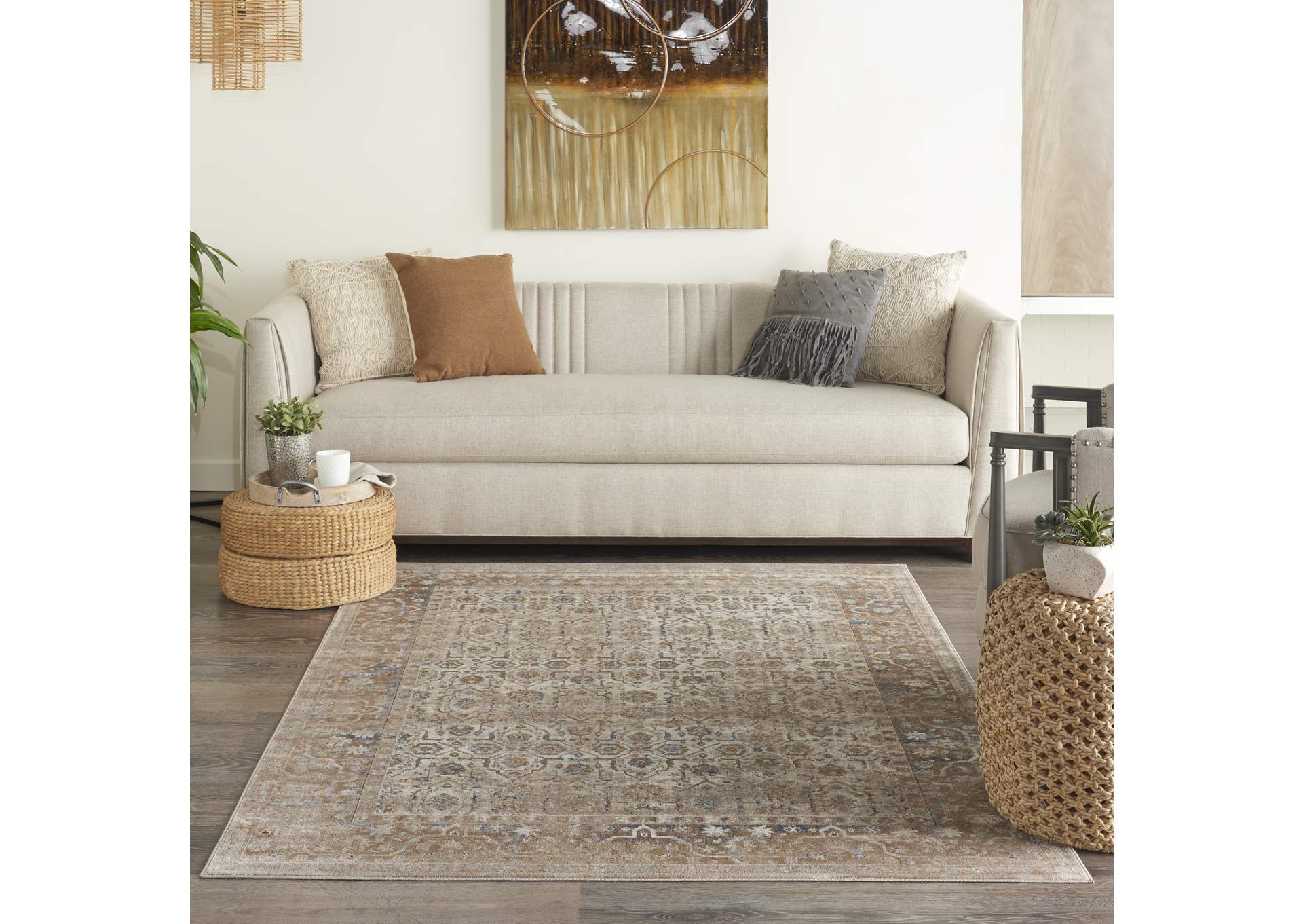 kathy ireland Home Malta MAI04 Beige 4'x6' Area Rug,Nourison