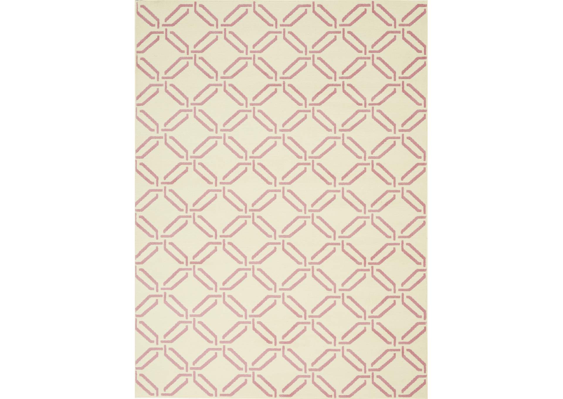 Nourison Jubilant JUB17 White and Pink 6'x9' Mid-century Area Rug,Nourison