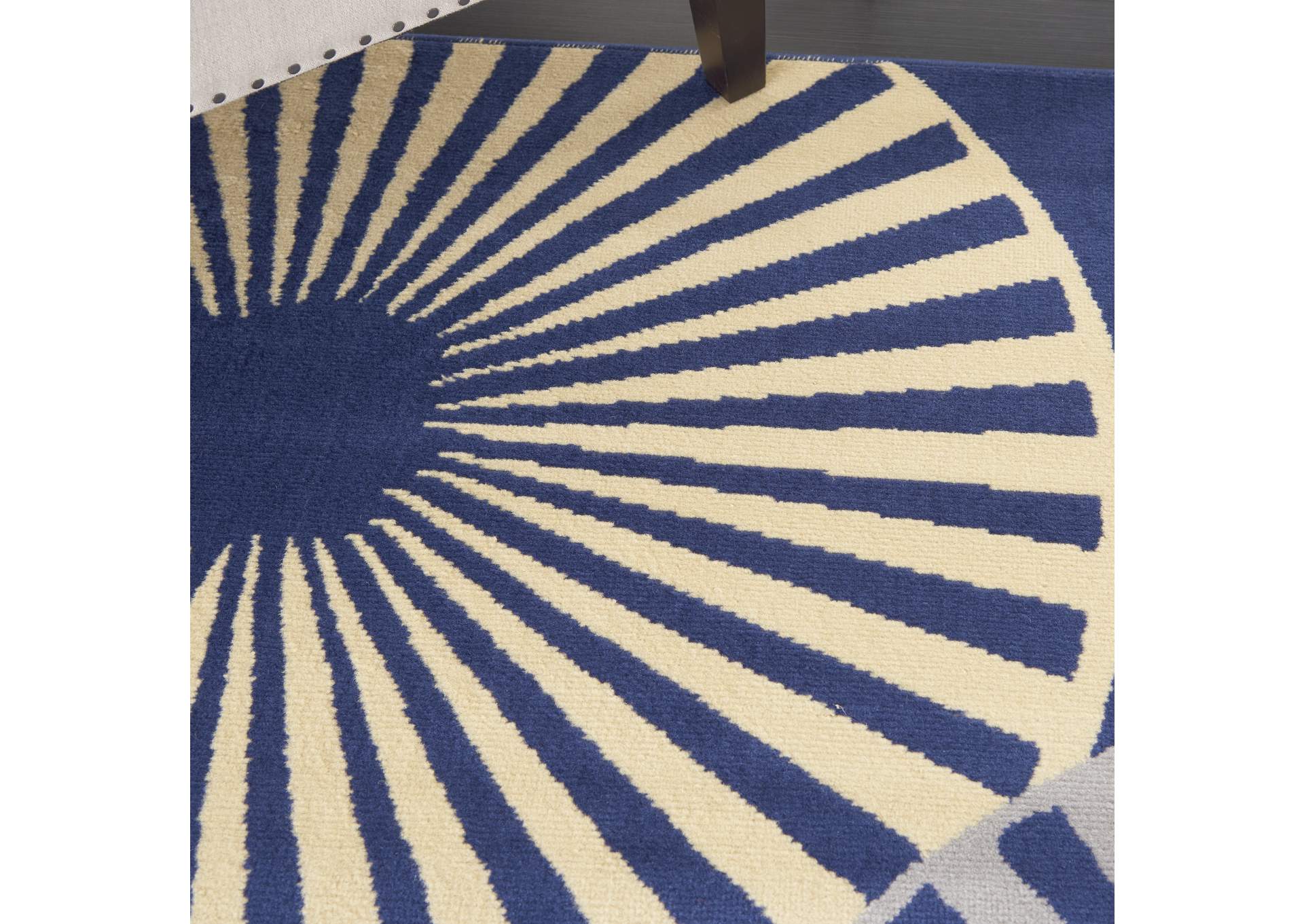 Nourison Grafix GRF20 Navy and Cream White 8'x10' Large Rug,Nourison