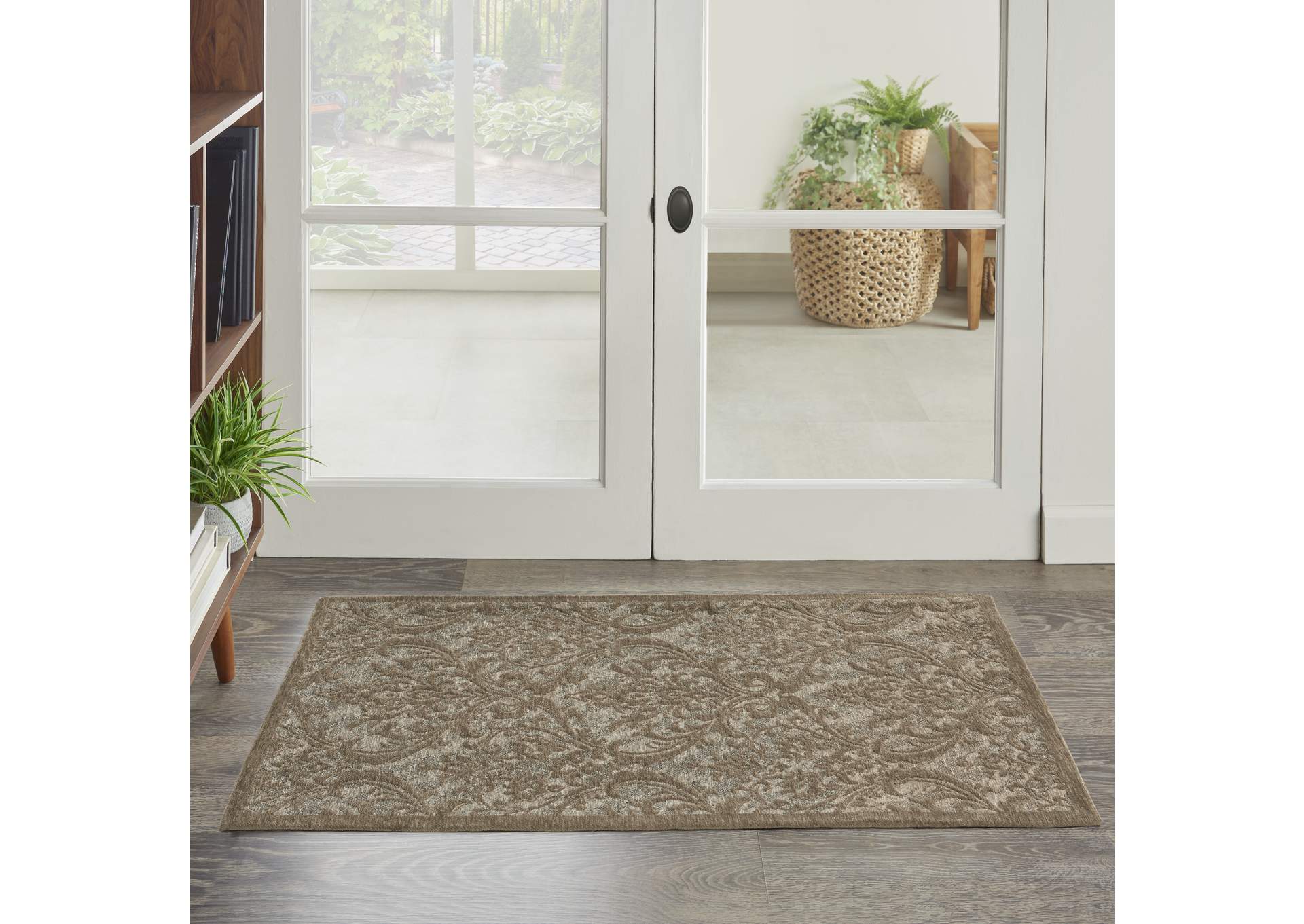 Nourison Damask 2' X 4' Grey Vintage Area Rug,Nourison