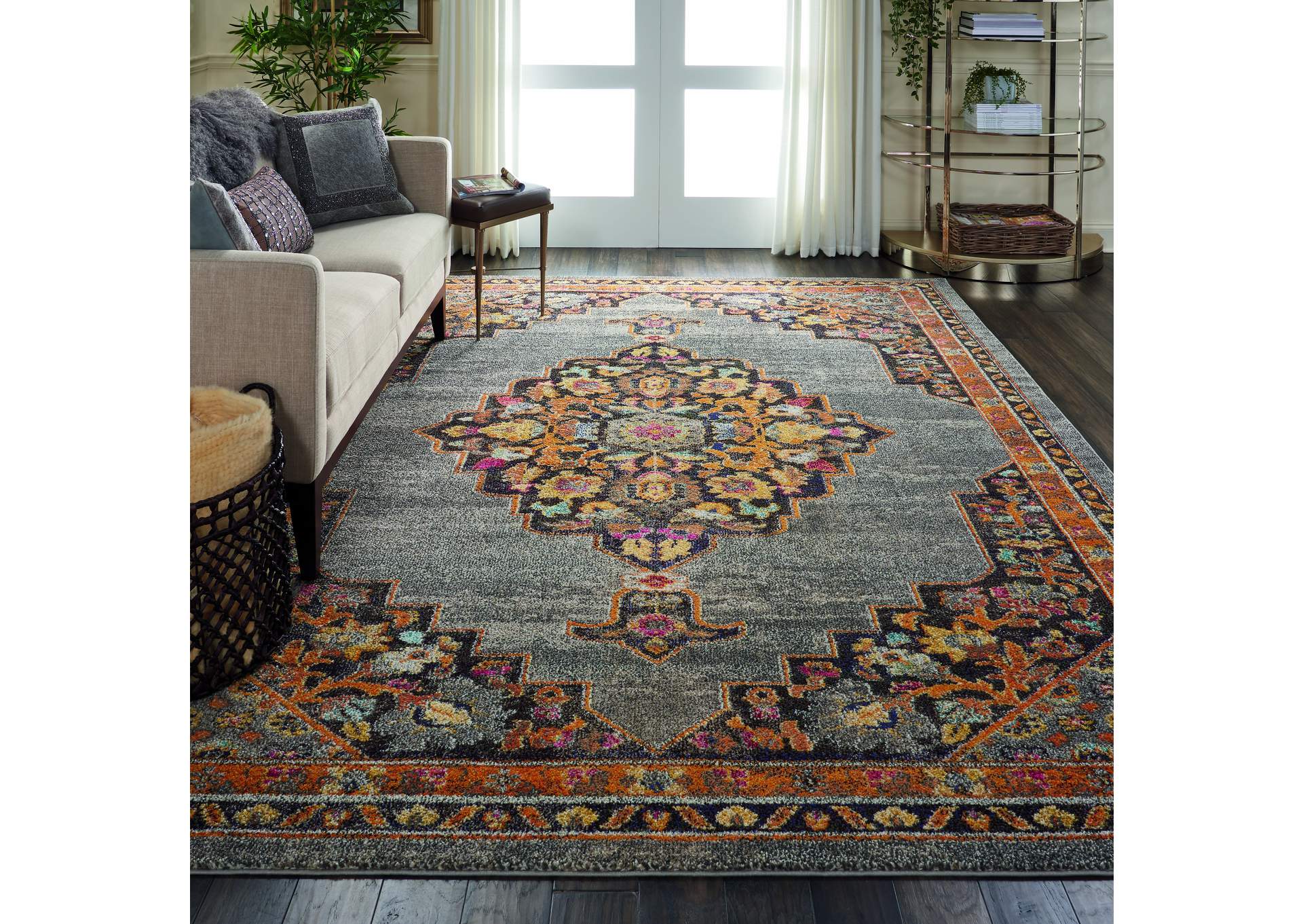 Nourison Passionate PST01 Grey Multicolor 8'x10' Large Rug,Nourison