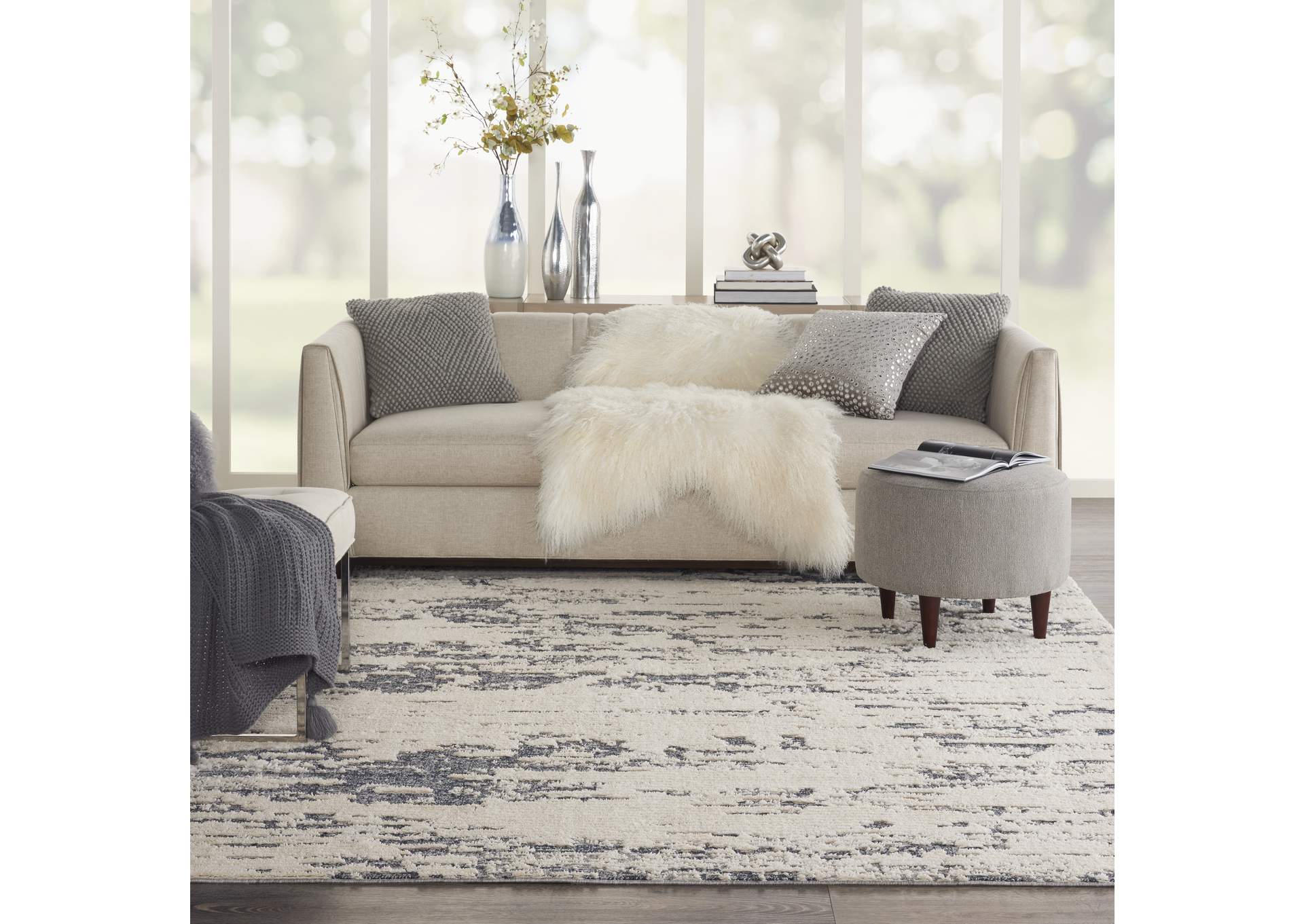 Nourison Zermatt 9' x 12' Blue Neutral Area Rug,Nourison