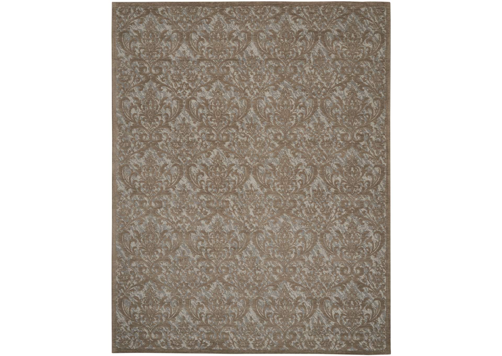 Nourison Damask DAS02 Grey 8'x10' Large Flat Rug,Nourison