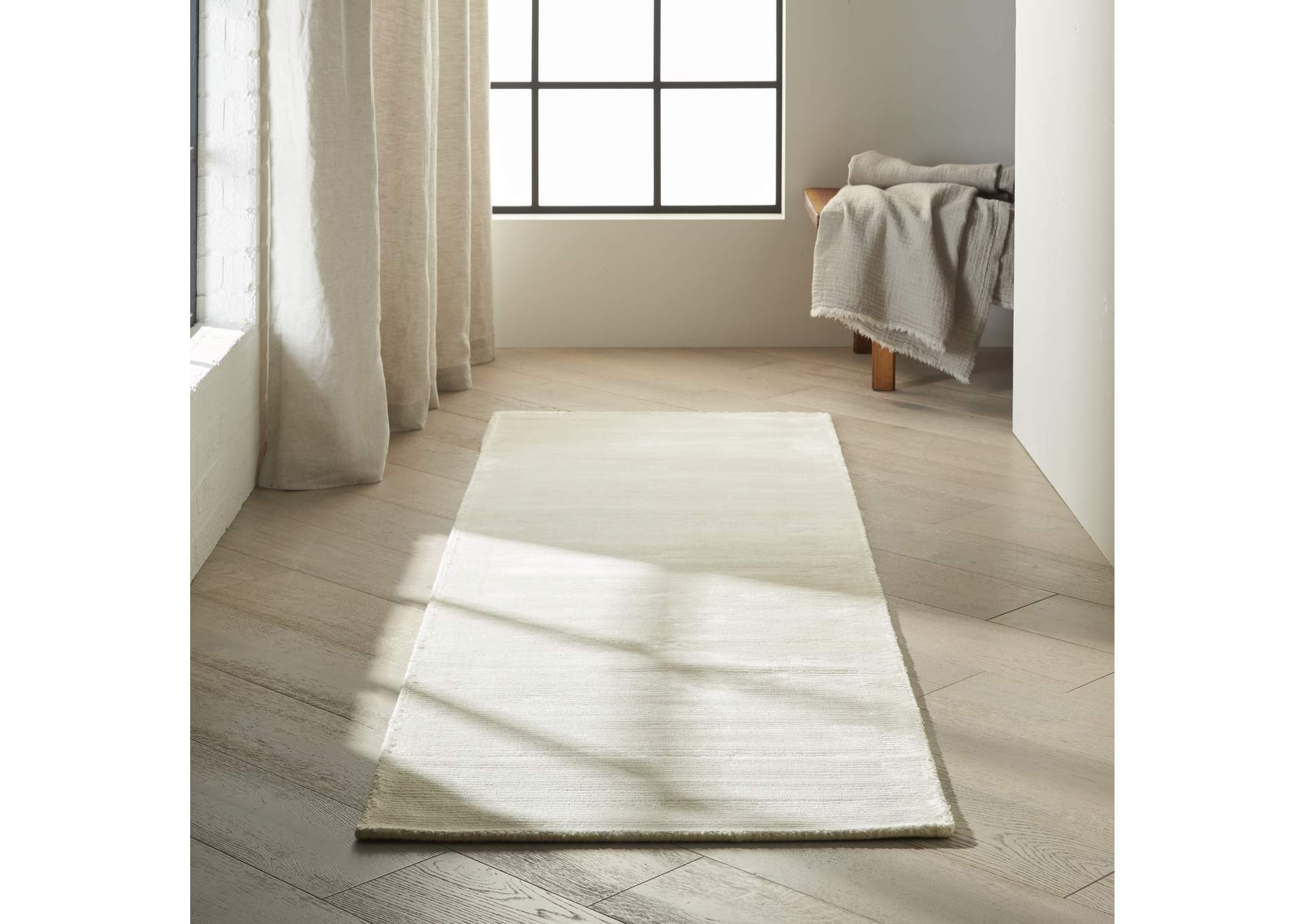 Calvin Klein Home Lunar LUN1 Beige 8' Runner Hallway Rug,Nourison