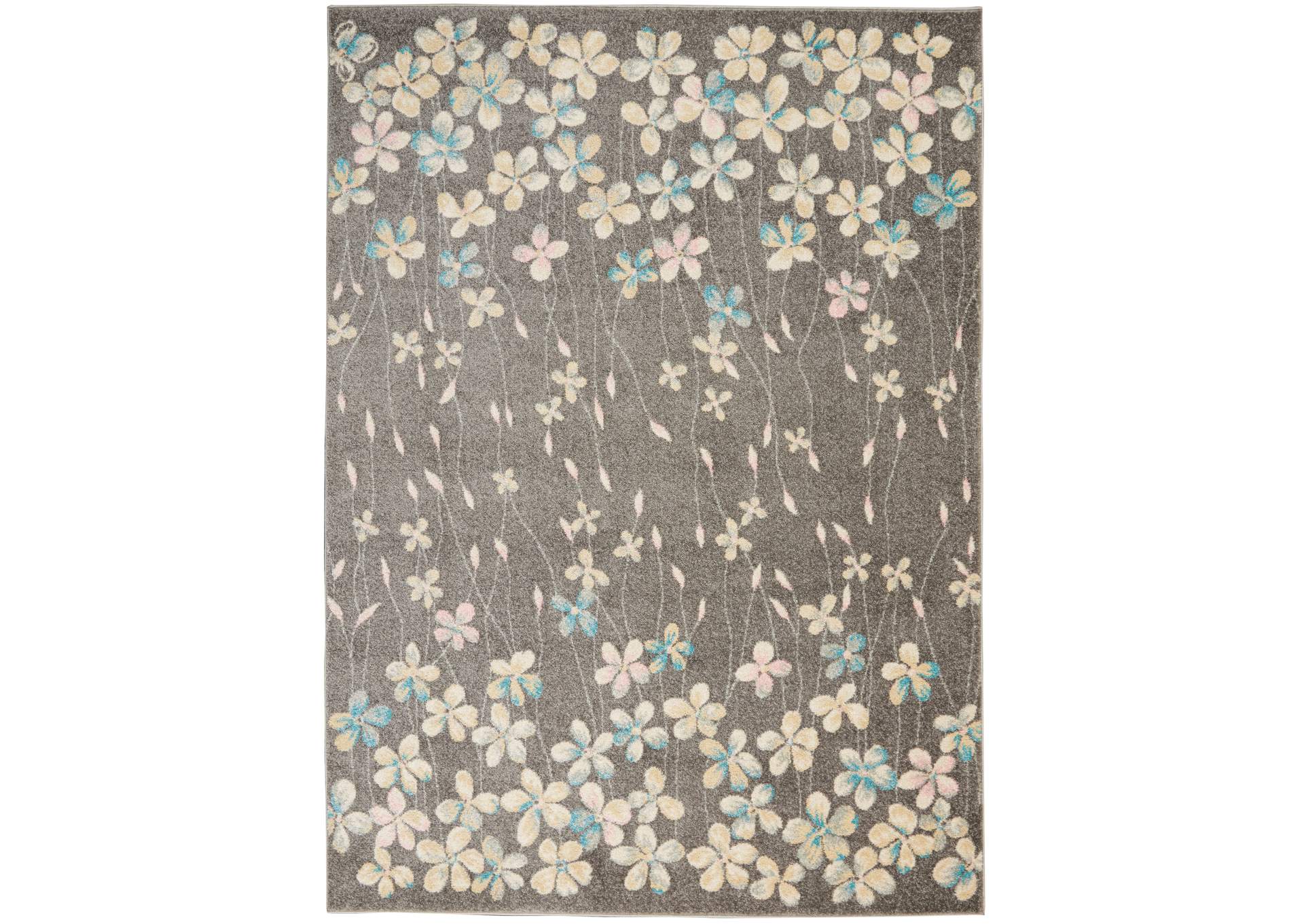 Nourison Tranquil TRA04 Grey 6'x9' Floral Area Rug,Nourison