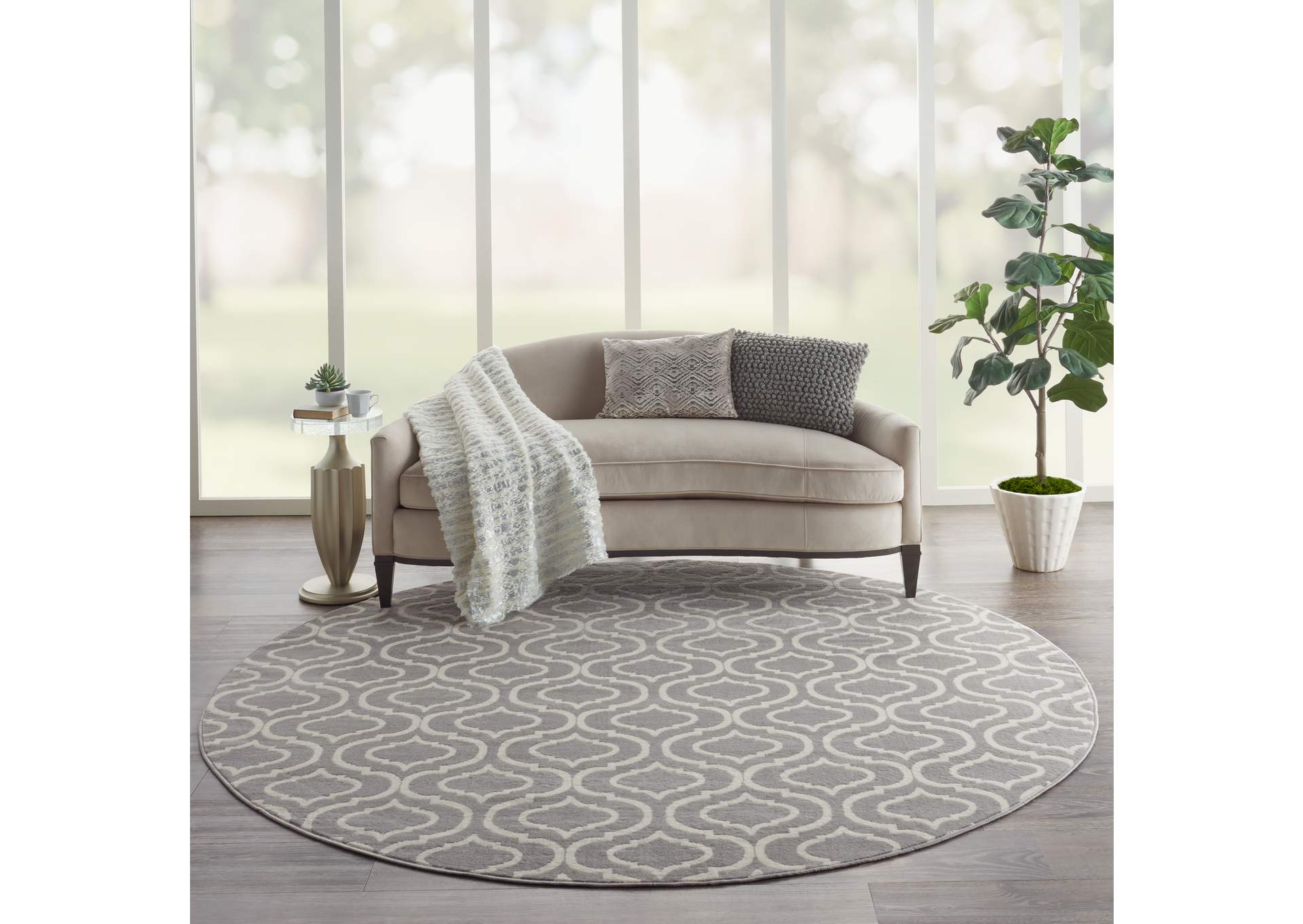 Nourison Jubilant 8' Round Grey Area Rug,Nourison