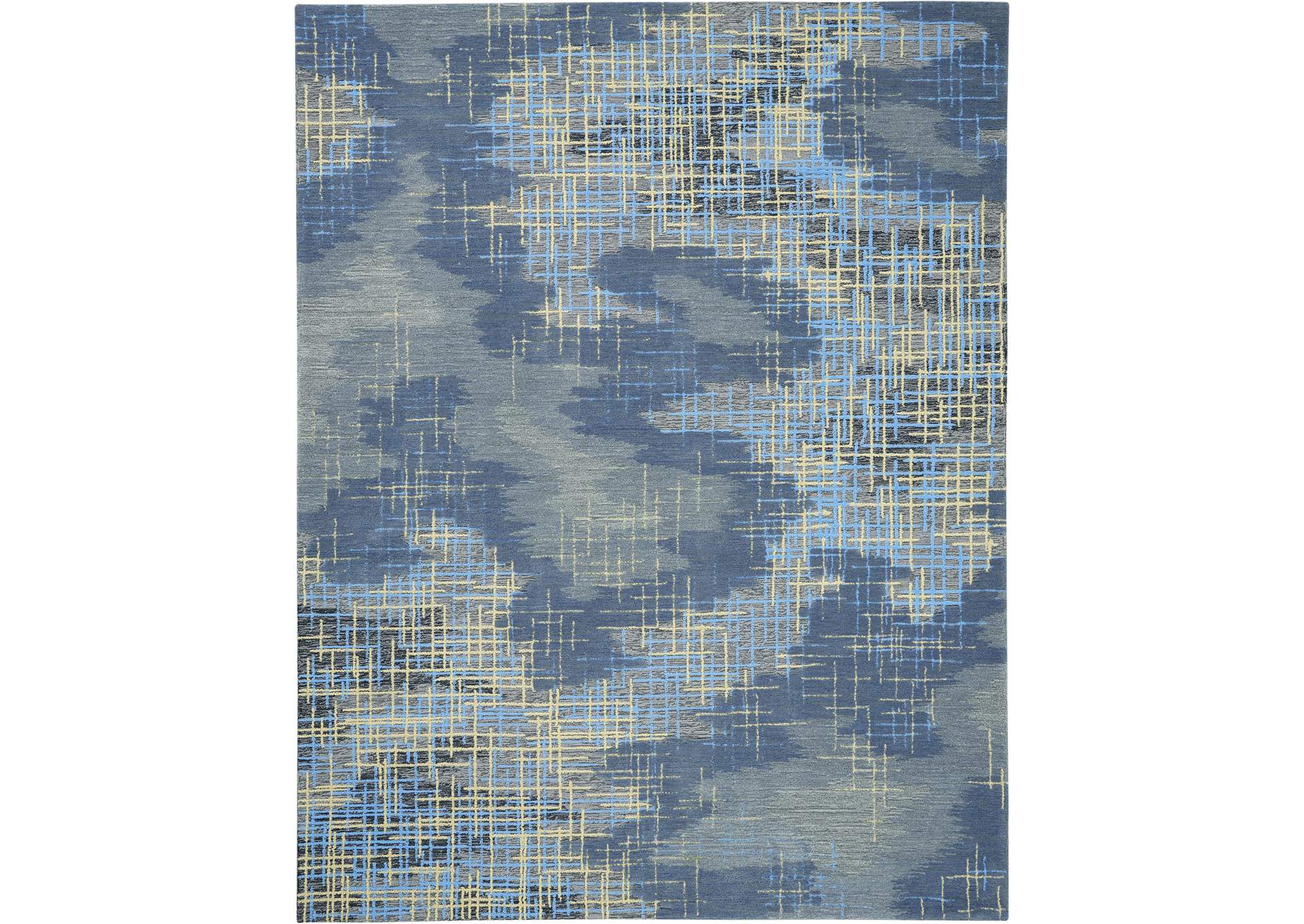 Nourison Symmetry SMM08 Slate Blue and Grey 8'x10' Large Textured Rug,Nourison