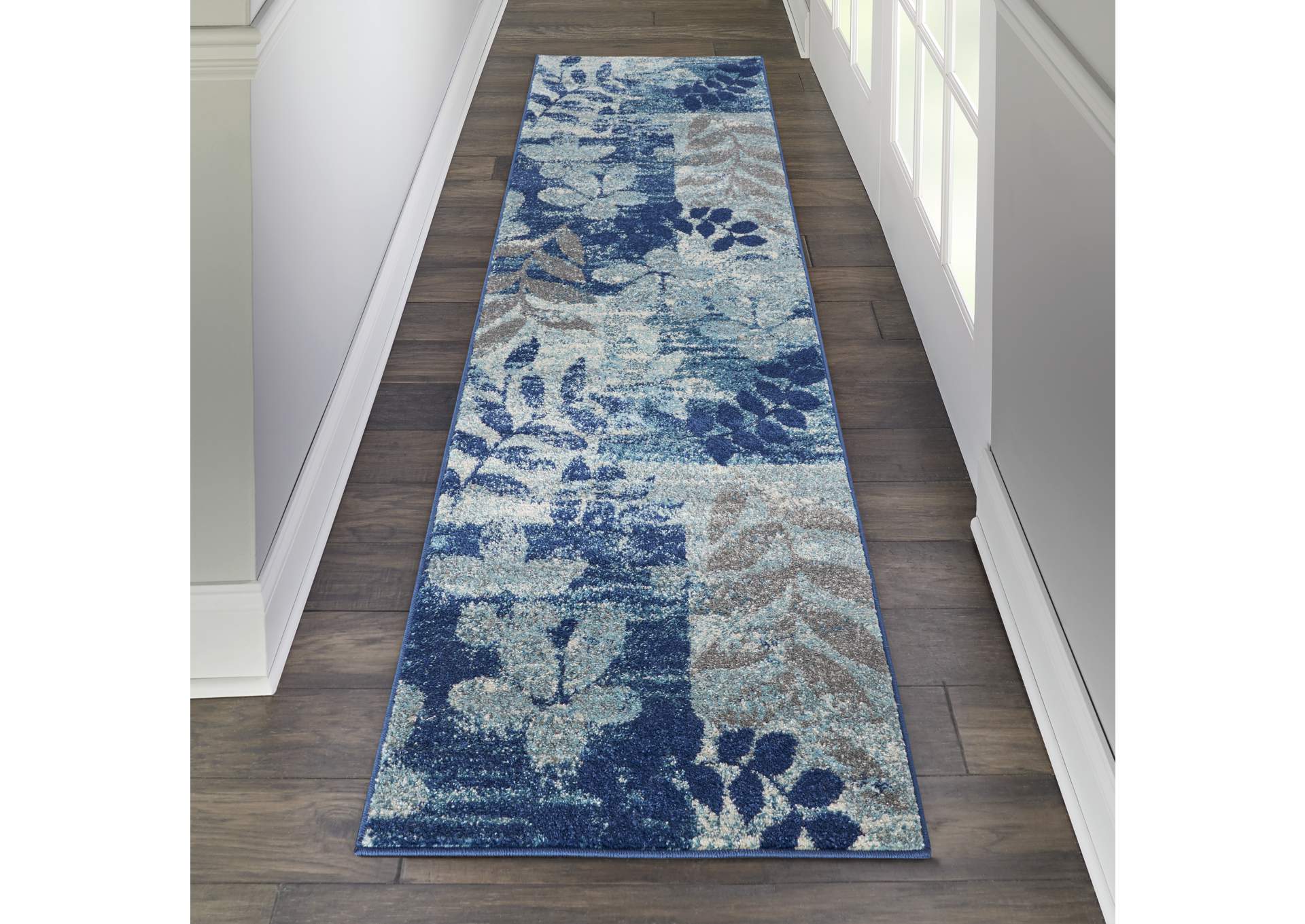 Nourison Tranquil TRA01 Navy Blue 7' Runner Hallway Rug,Nourison
