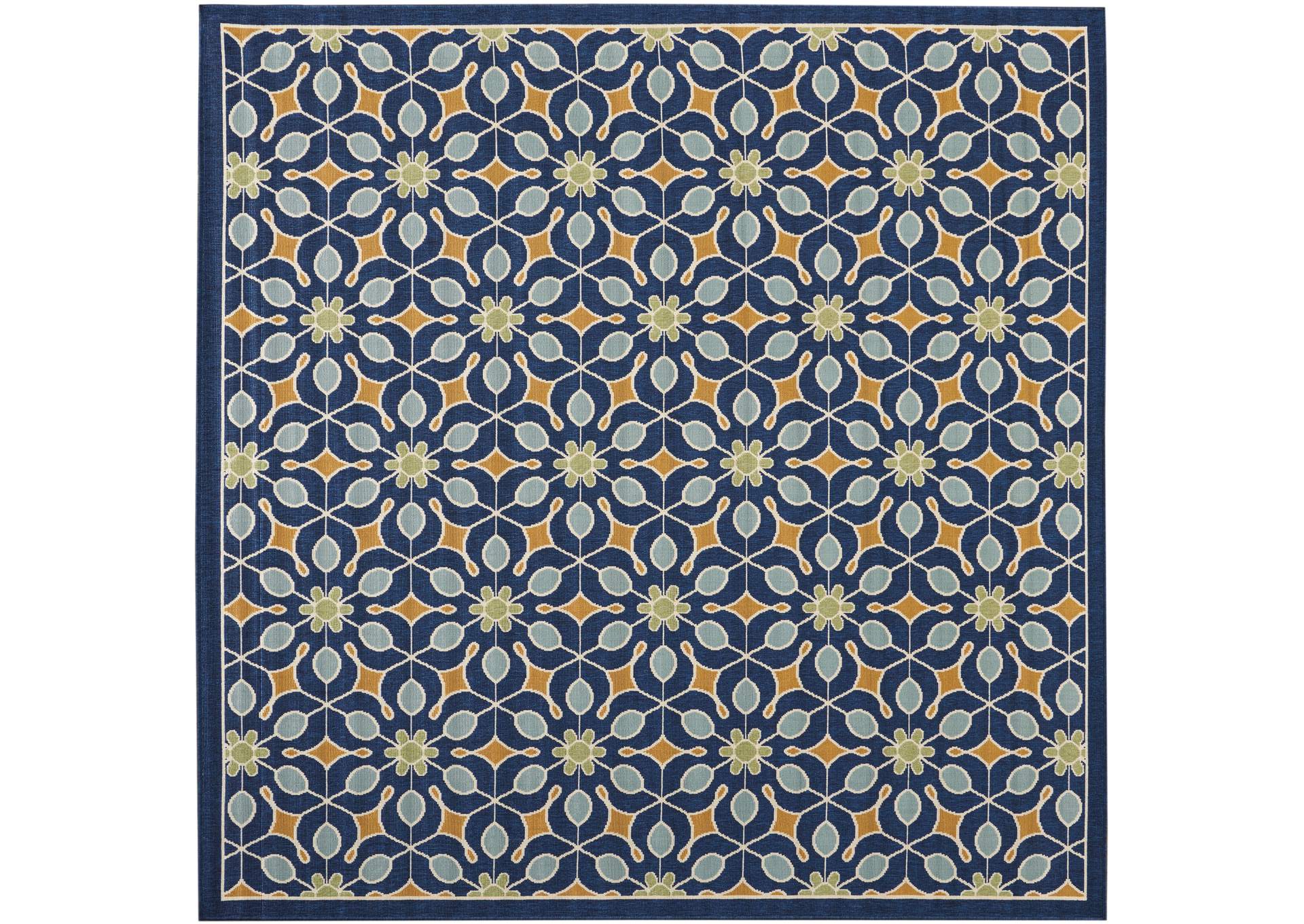 Nourison Caribbean CRB07 Dark Blue 8' Square Large Rug,Nourison
