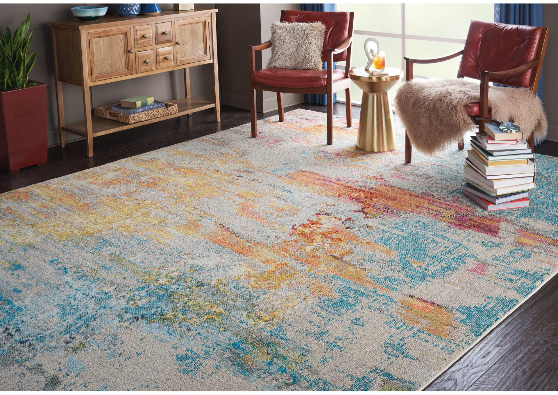 Nourison Celestial CES02 Multicolor Abstract 8'x11' Large Rug,Nourison