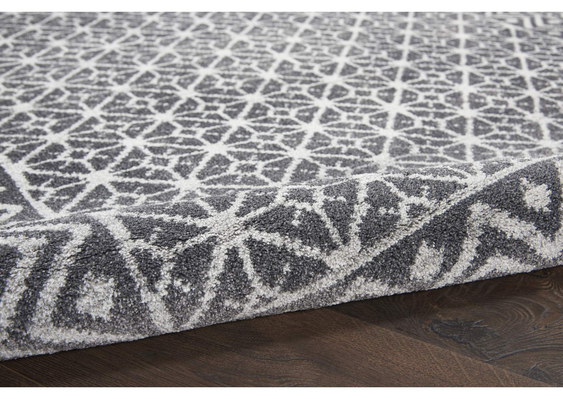 Nourison Palermo 2' x 4' Charcoal Grey and Silver Distressed Bohemian Area Rug,Nourison