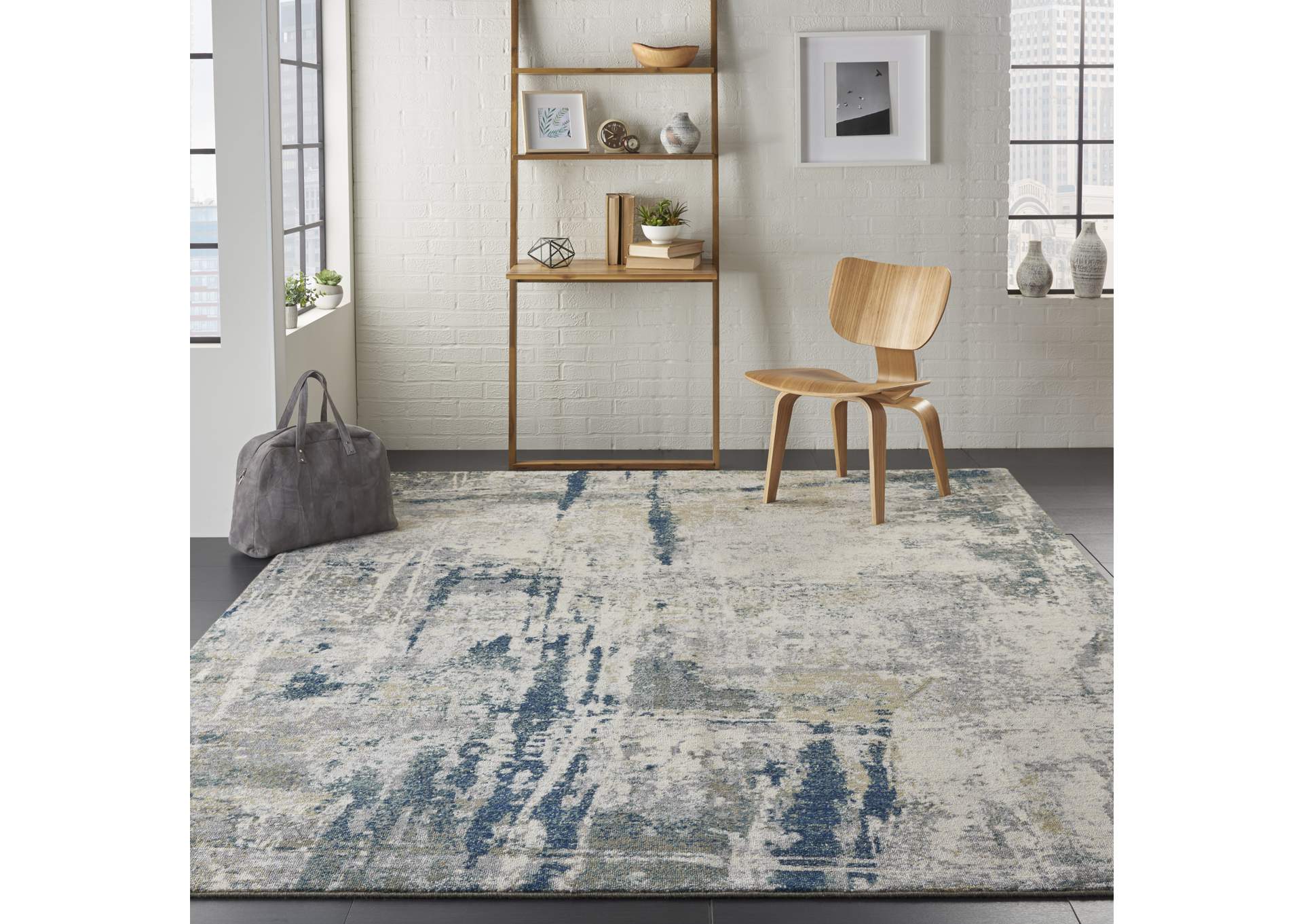 Nourison Artworks ATW05 Blue and Grey 9'x12' Rug,Nourison
