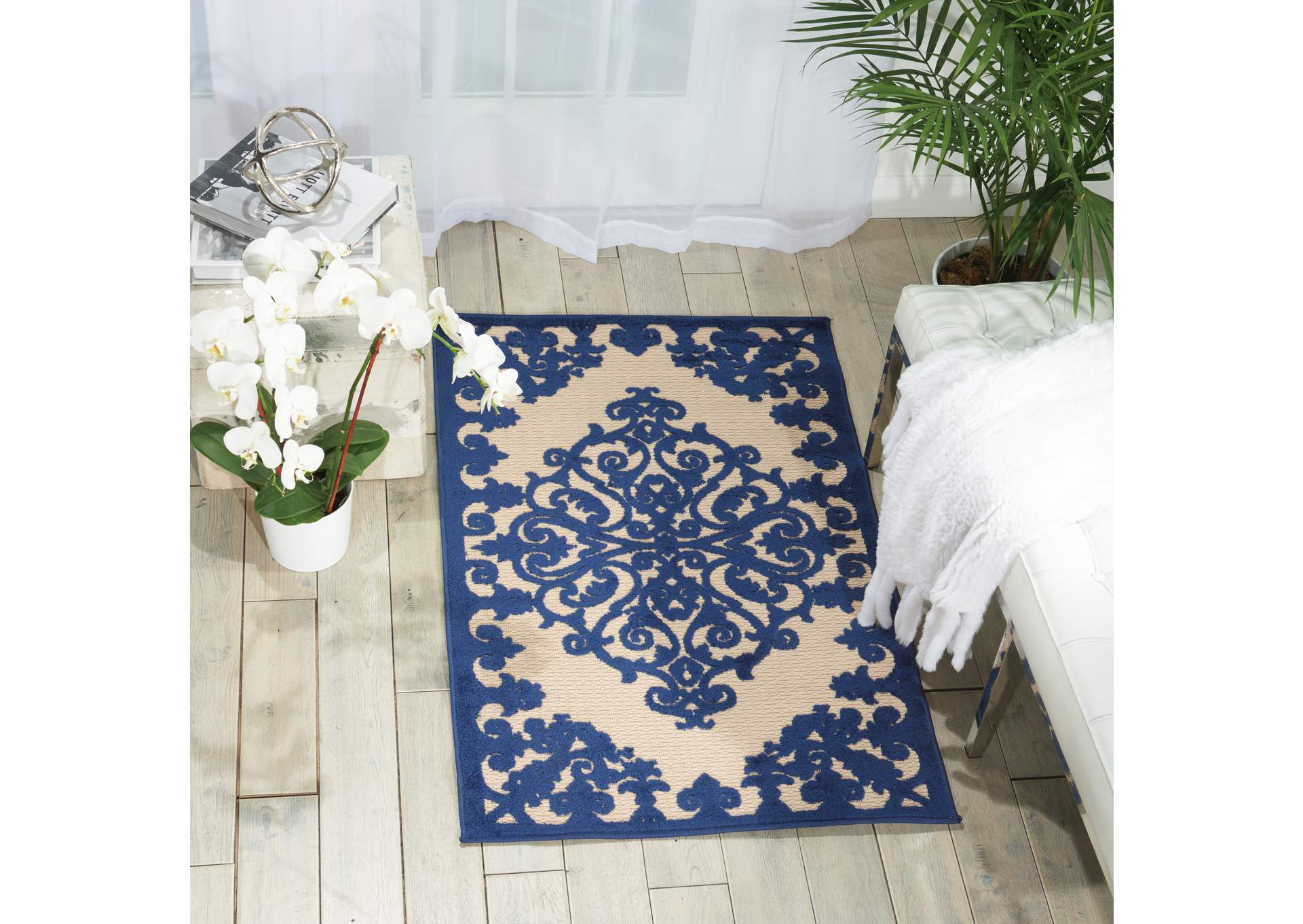Nourison Aloha ALH12 Navy 3'x4' Indoor-outdoor Area Rug,Nourison