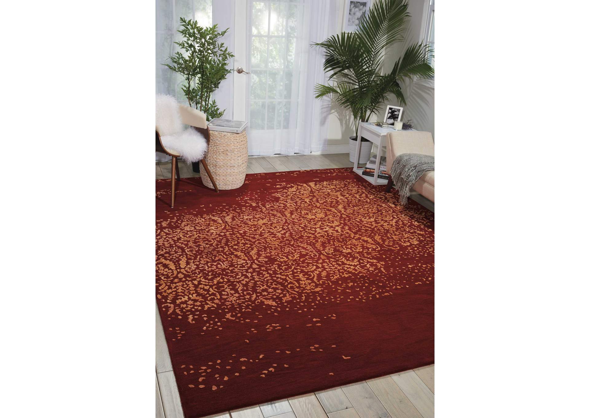 Nourison Opaline OPA08 Burnt Orange 6'x8' Area Rug,Nourison
