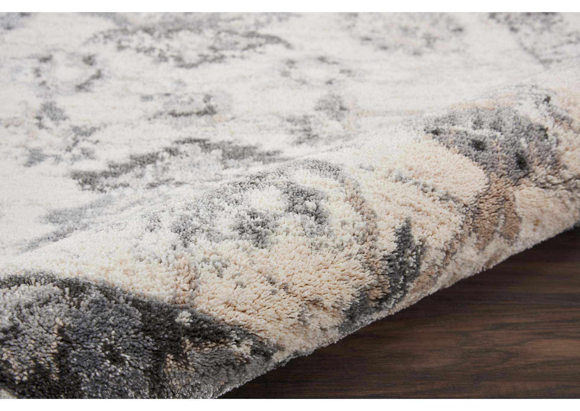 Nourison Fusion FSS15 Cream and Grey 10'x13' Oversized Plush Shag Rug,Nourison