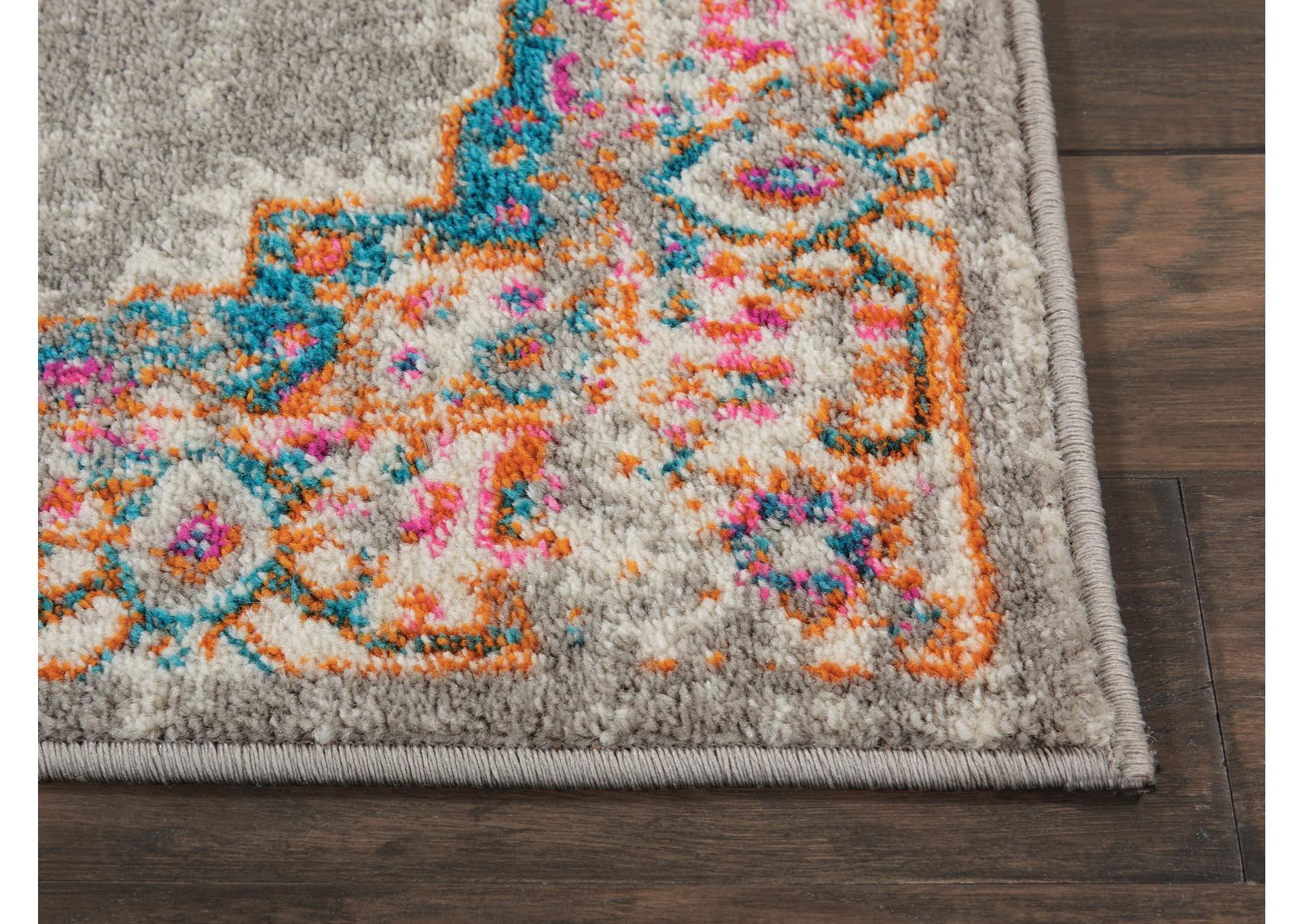 Nourison Passion PSN03 Grey 6' Runner Hallway Rug,Nourison