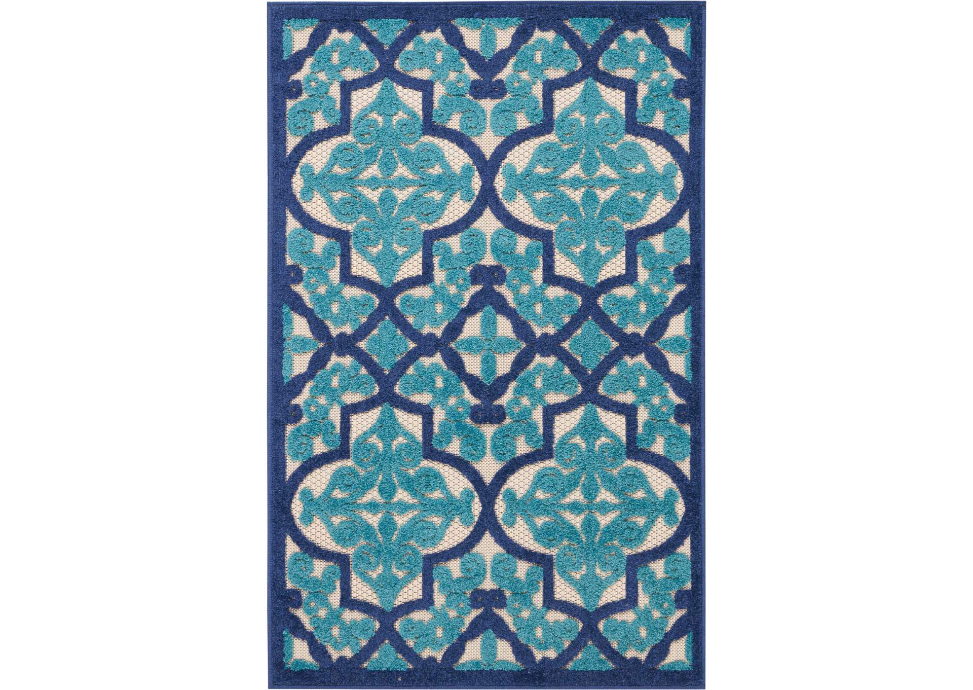 Nourison Aloha ALH14 Dark Blue and Ivory 3'x4' Indoor-outdoor Area Rug,Nourison