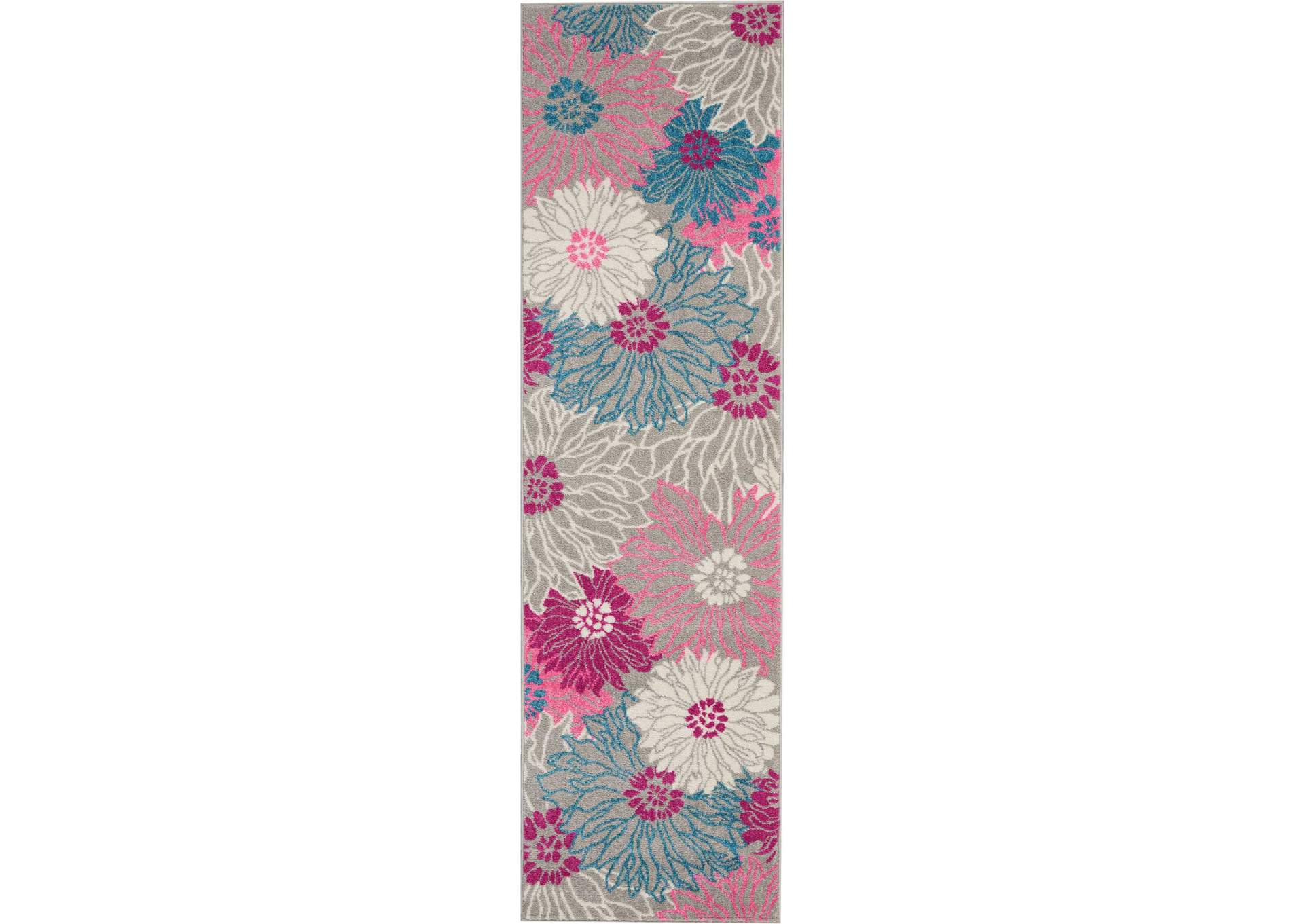 Nourison Passion PSN17 Pink and Grey 8' Runner Hallway Rug,Nourison