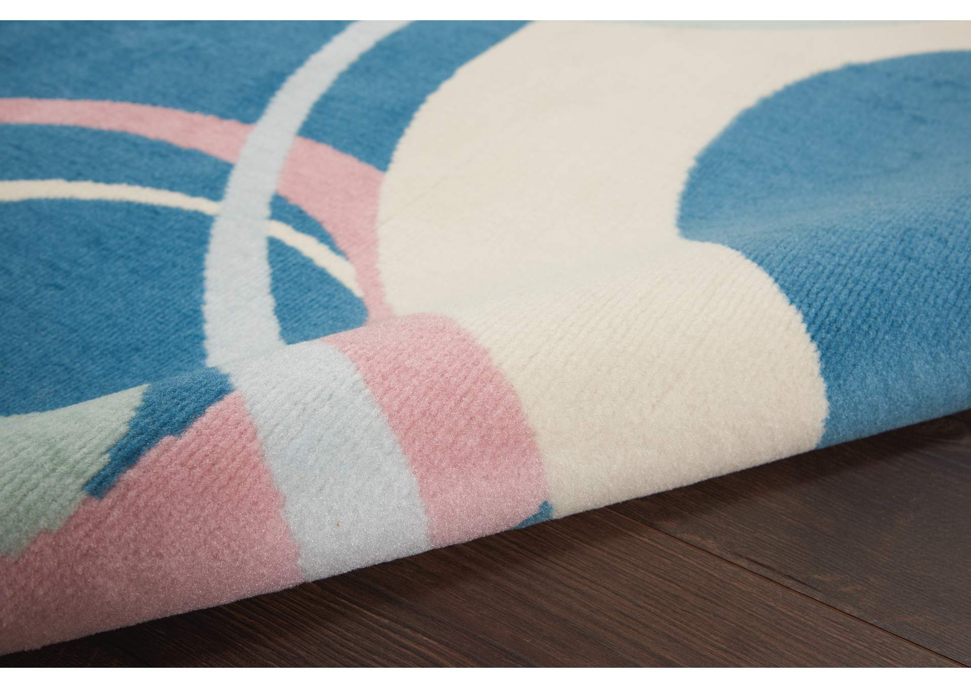Nourison Grafix GRF21 Blue and Pink 5'x7' Mid-century Area Rug,Nourison