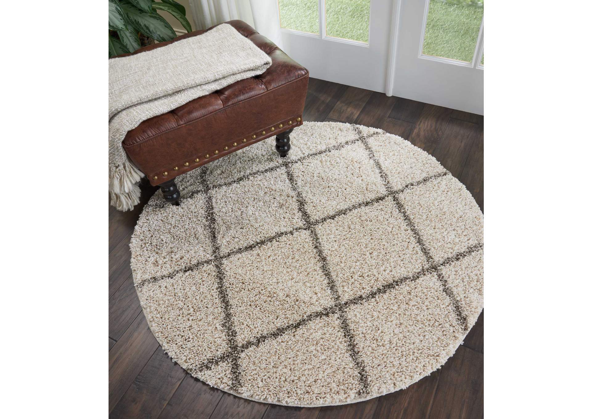 Nourison Brisbane BRI03 Beige 5' Round Area Rug,Nourison