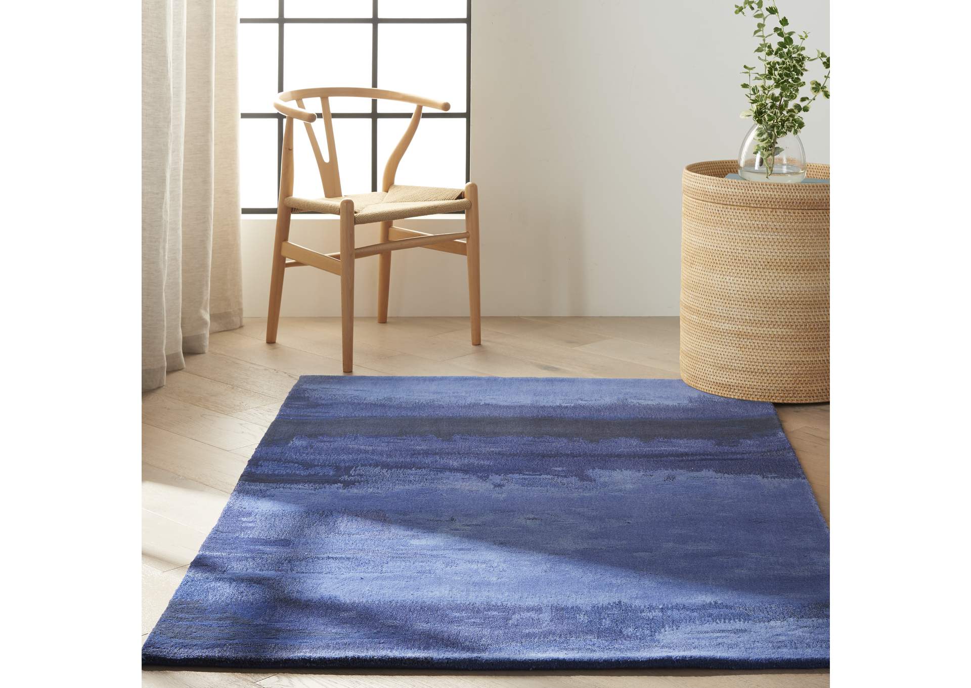 Calvin Klein Home Luster Wash SW18 Blue 4'x6' Area Rug,Nourison