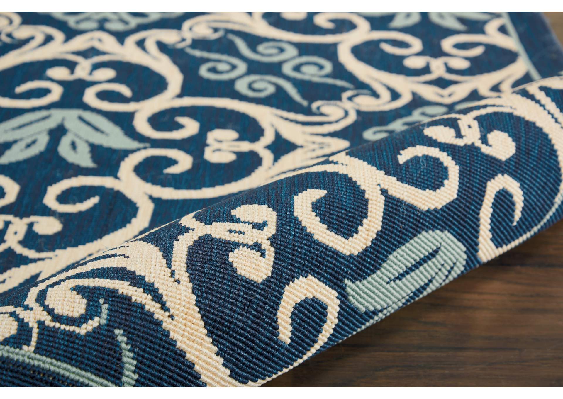 Nourison Caribbean CRB02 Navy Blue and White 9'x13' Oversized Rug,Nourison