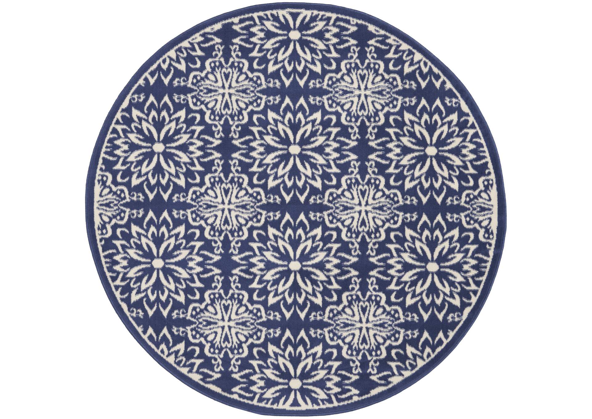 Nourison Jubilant 5' Round Navy Ivory Transitional Area Rug,Nourison