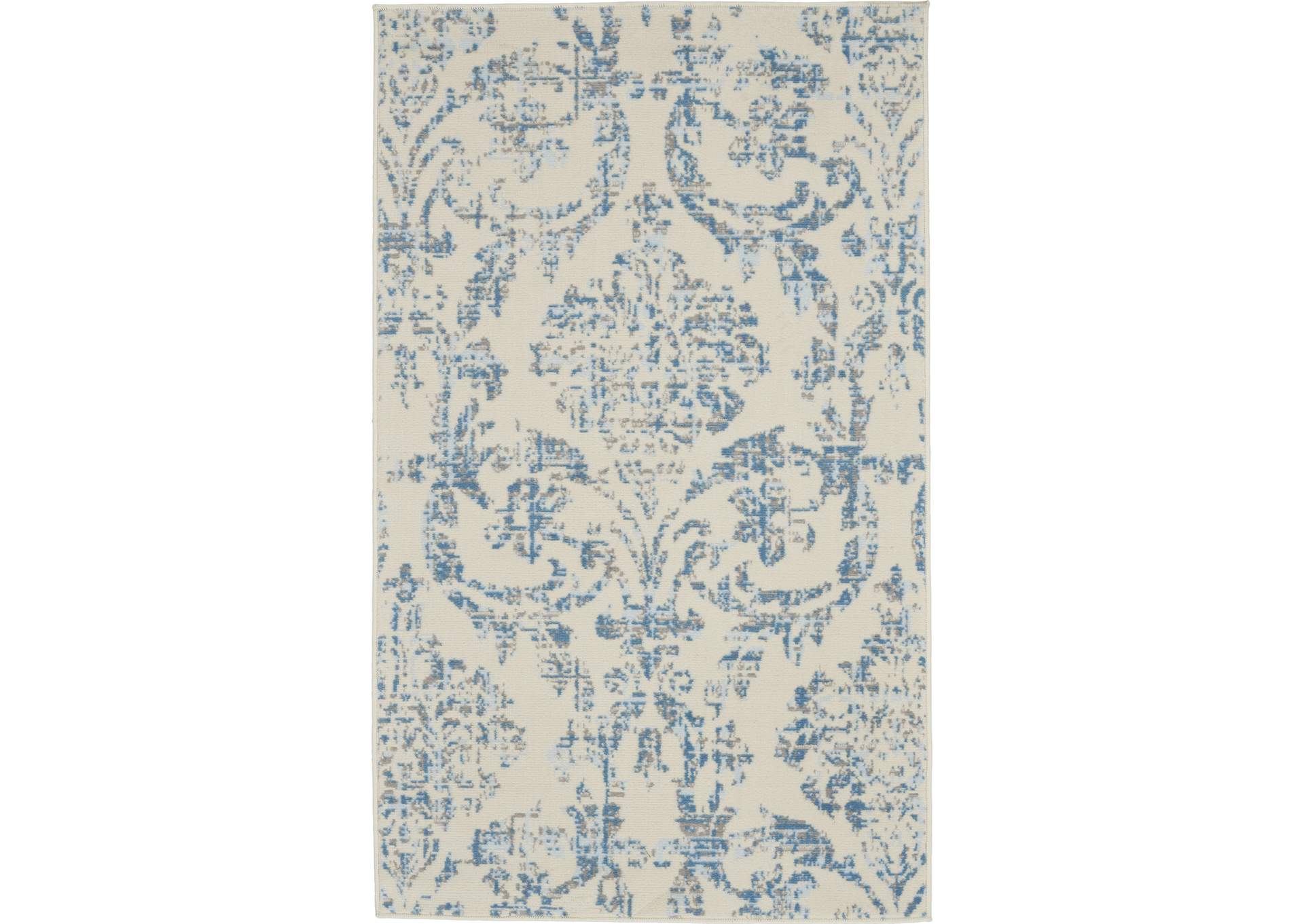 Nourison Jubilant 3'x5' White and Blue Area Rug,Nourison