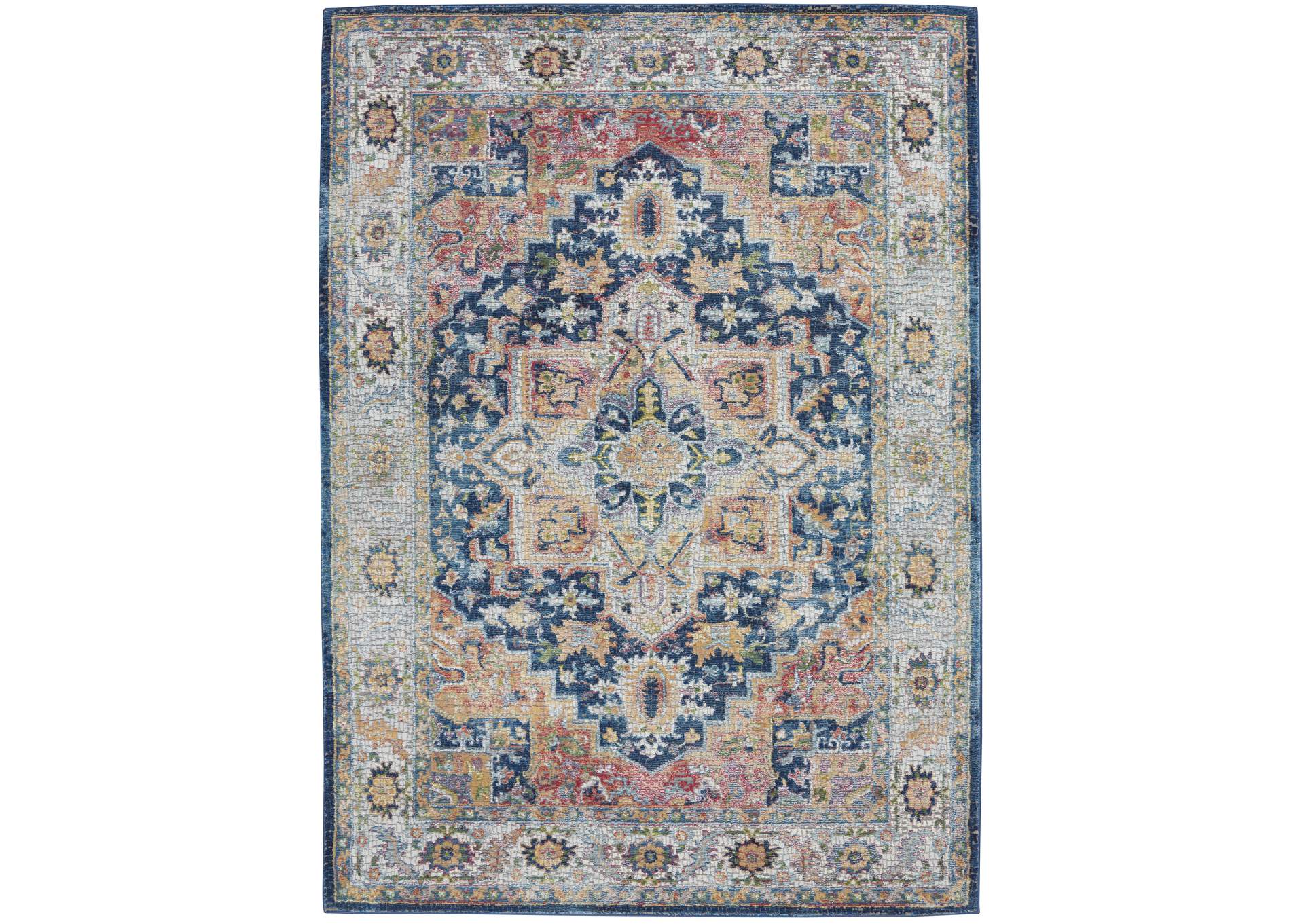 Nourison Ankara Global ANR11 Blue and Red Multicolor 5'x8' Persian Area Rug,Nourison