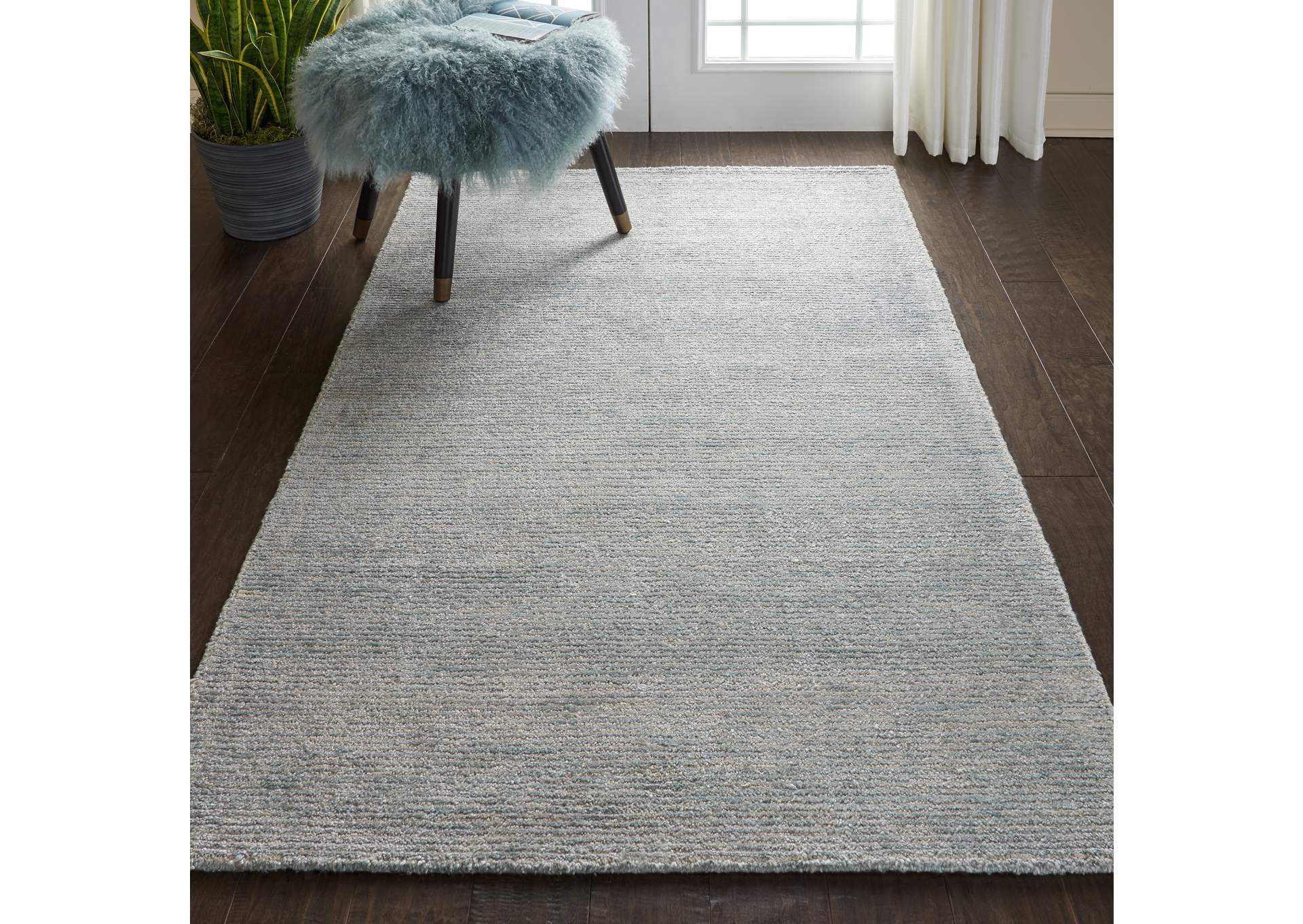 Nourison Weston WES01 Light Blue 4'x6' Contemporary Area Rug,Nourison