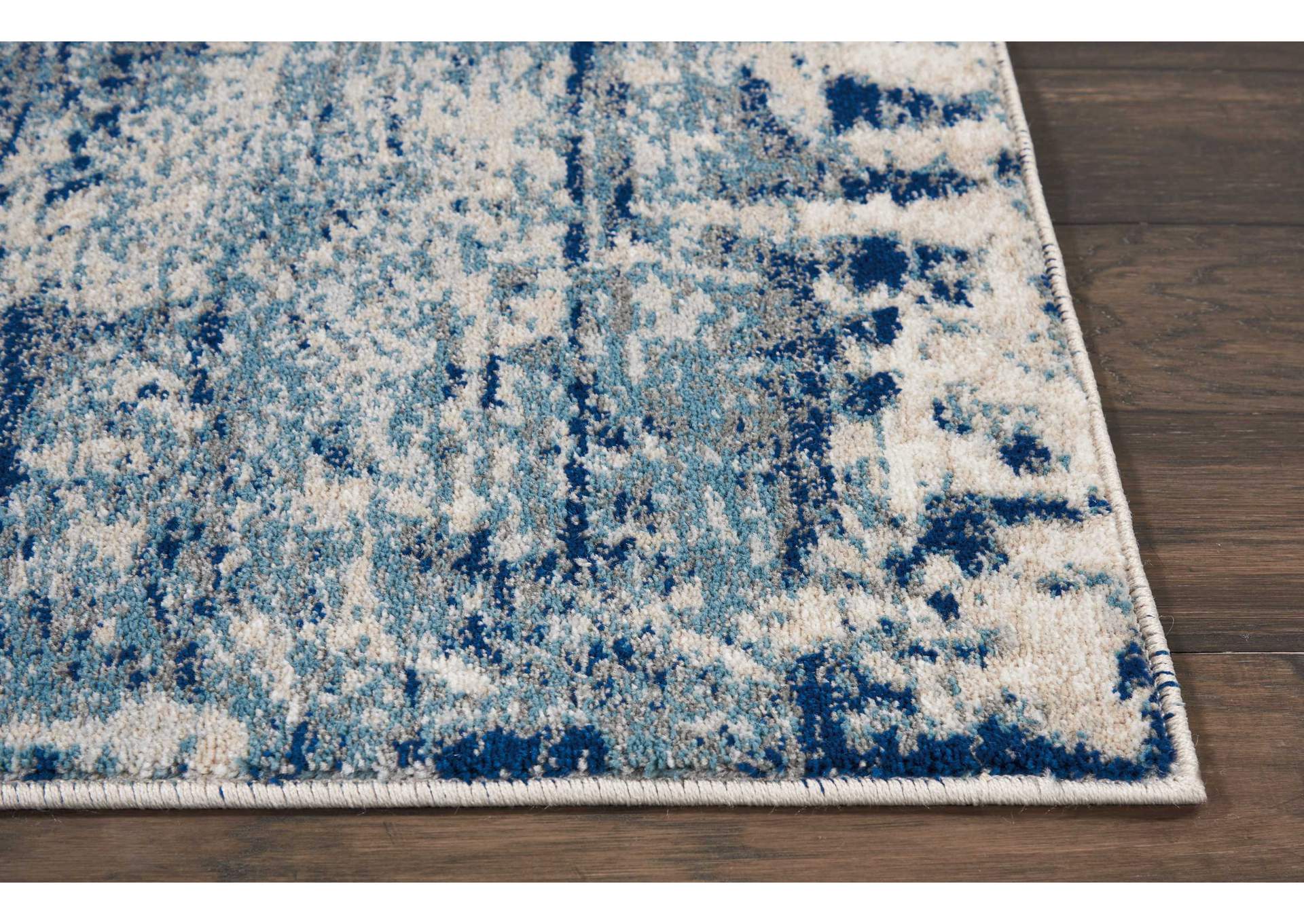 Nourison Maxell MAE16 Blue and Ivory 8' Runner Hallway Rug,Nourison