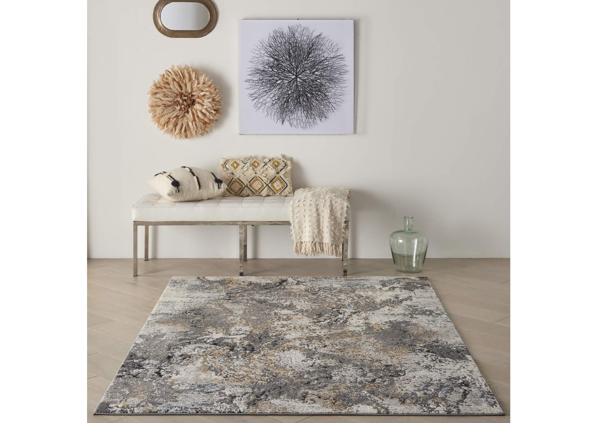 Nourison Tangra 4'x6' Grey Multi Area Rug,Nourison
