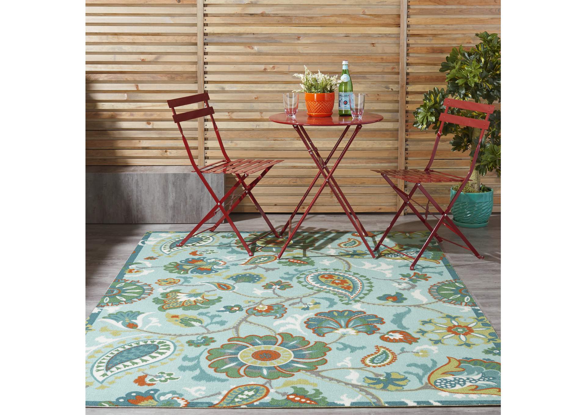 Waverly Sun N Shade SND73 Blue Multicolor 5'x8' Beach Area Rug,Nourison