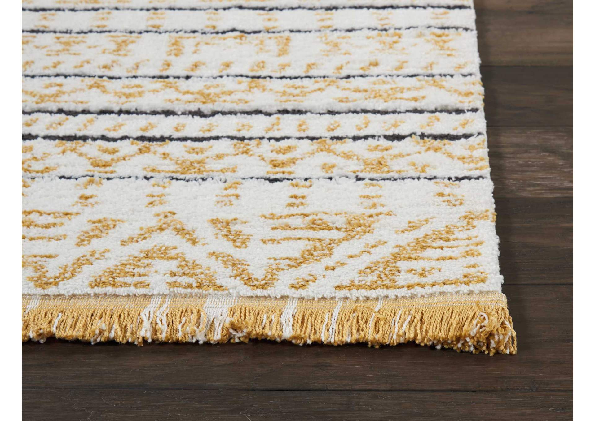 Nourison Kamala DS503 Gold 8' Runner Hallway Rug,Nourison