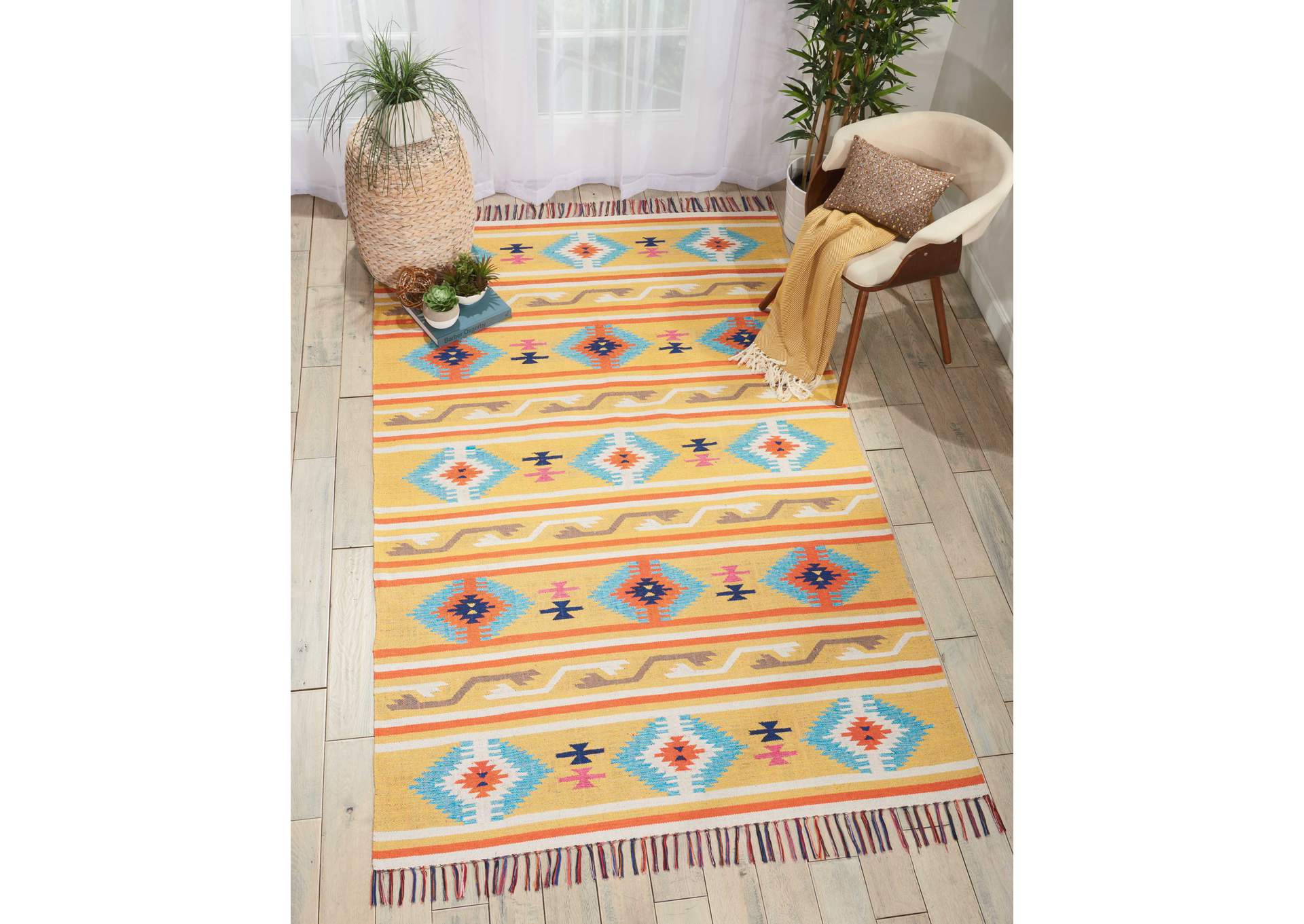 Nourison Baja BAJ03 Yellow 4'x6' Southwestern Area Rug,Nourison