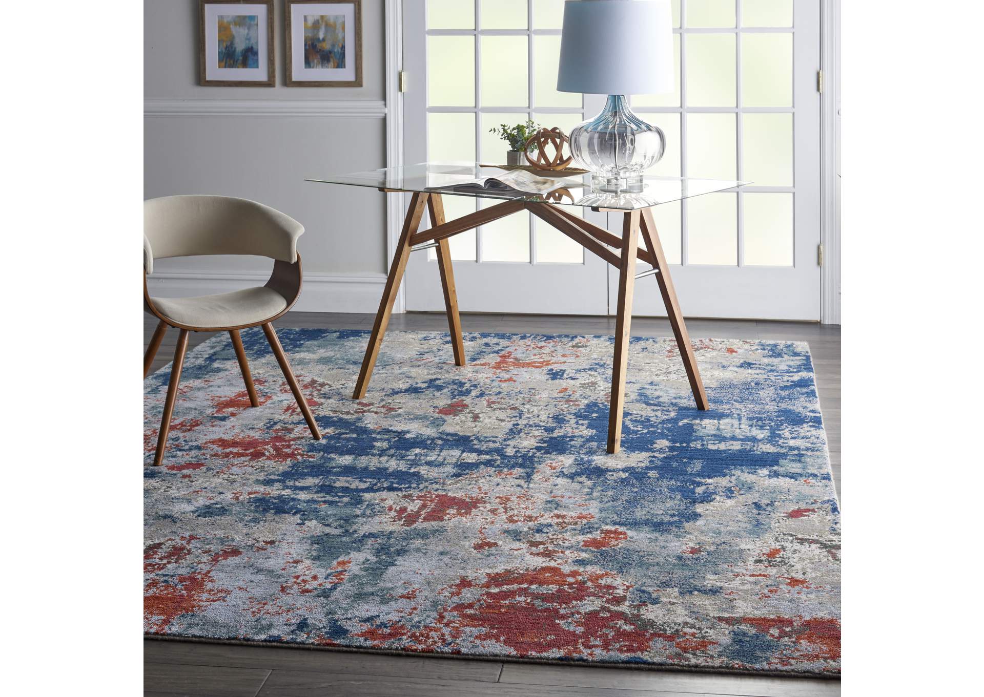 Nourison Artworks ATW01 Blue and Red 10'x13' Rug,Nourison