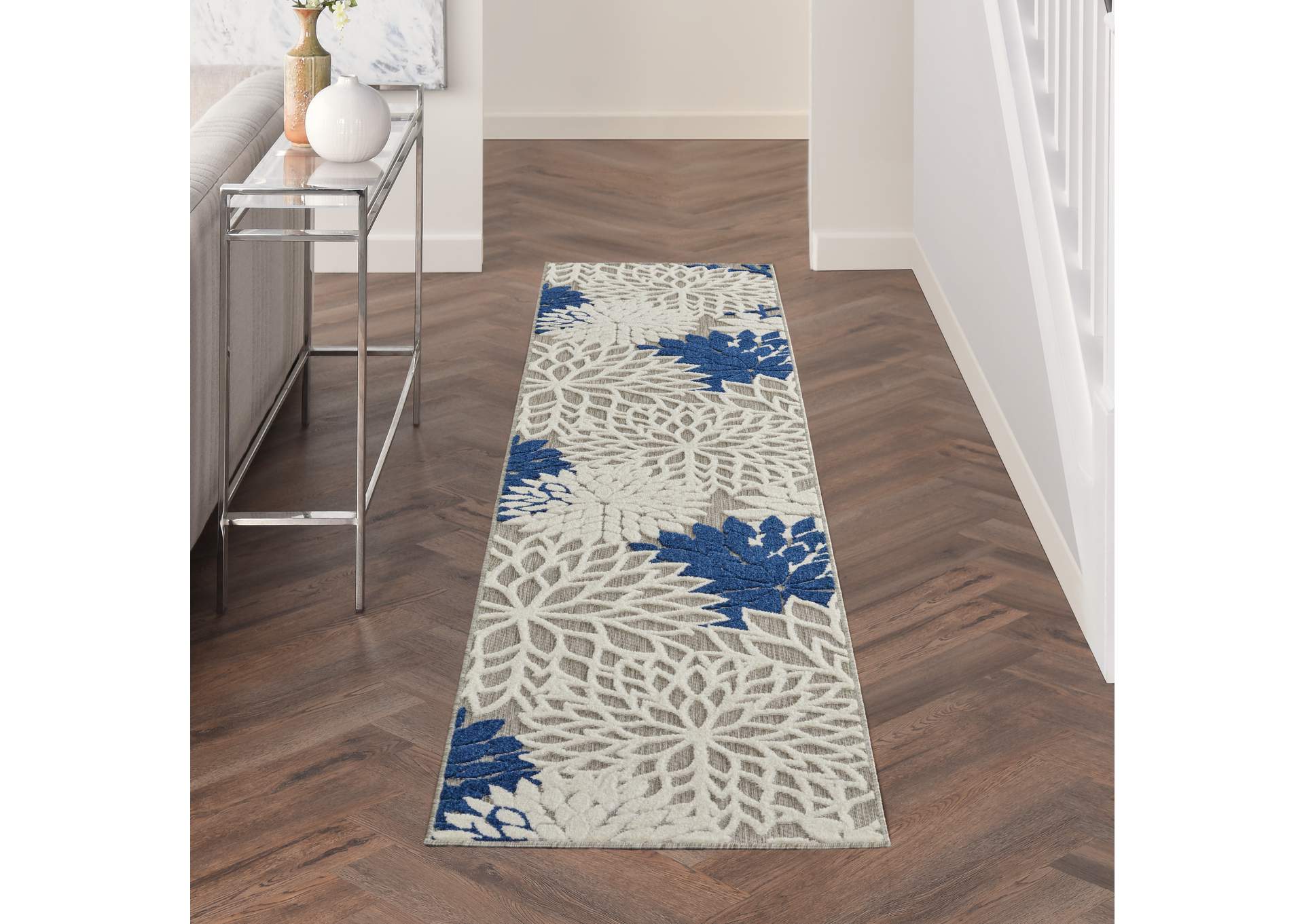 Nourison Aloha 2'x10' Ivory Navy Area Rug,Nourison