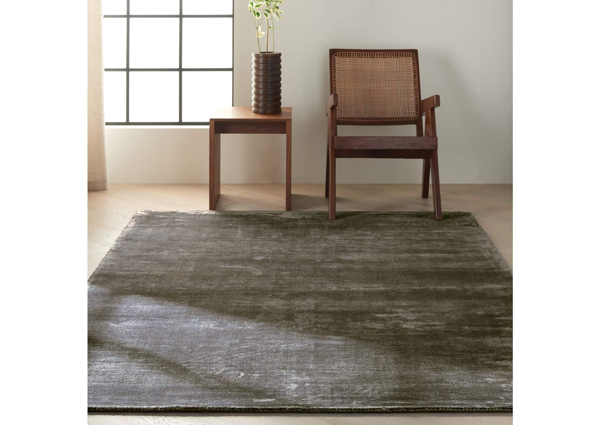 Calvin Klein Home Lunar LUN1 Grey and Black 5'x8' Area Rug,Nourison