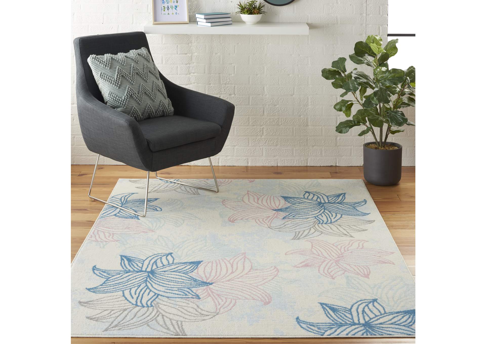 Nourison Jubilant JUB08 White Multicolor 6'x9' Beach Area Rug,Nourison
