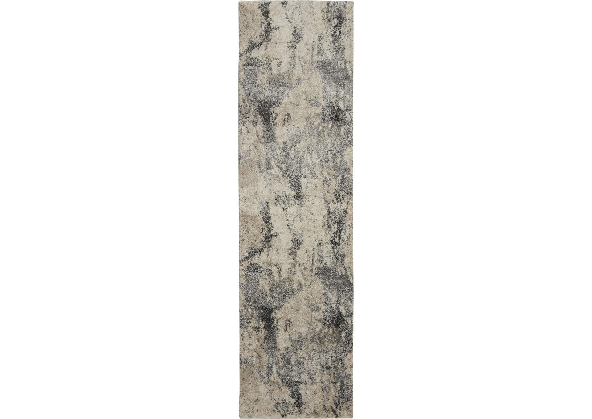 Nourison Fusion FSS16 Beige and Grey 8' Runner Hallway Rug,Nourison